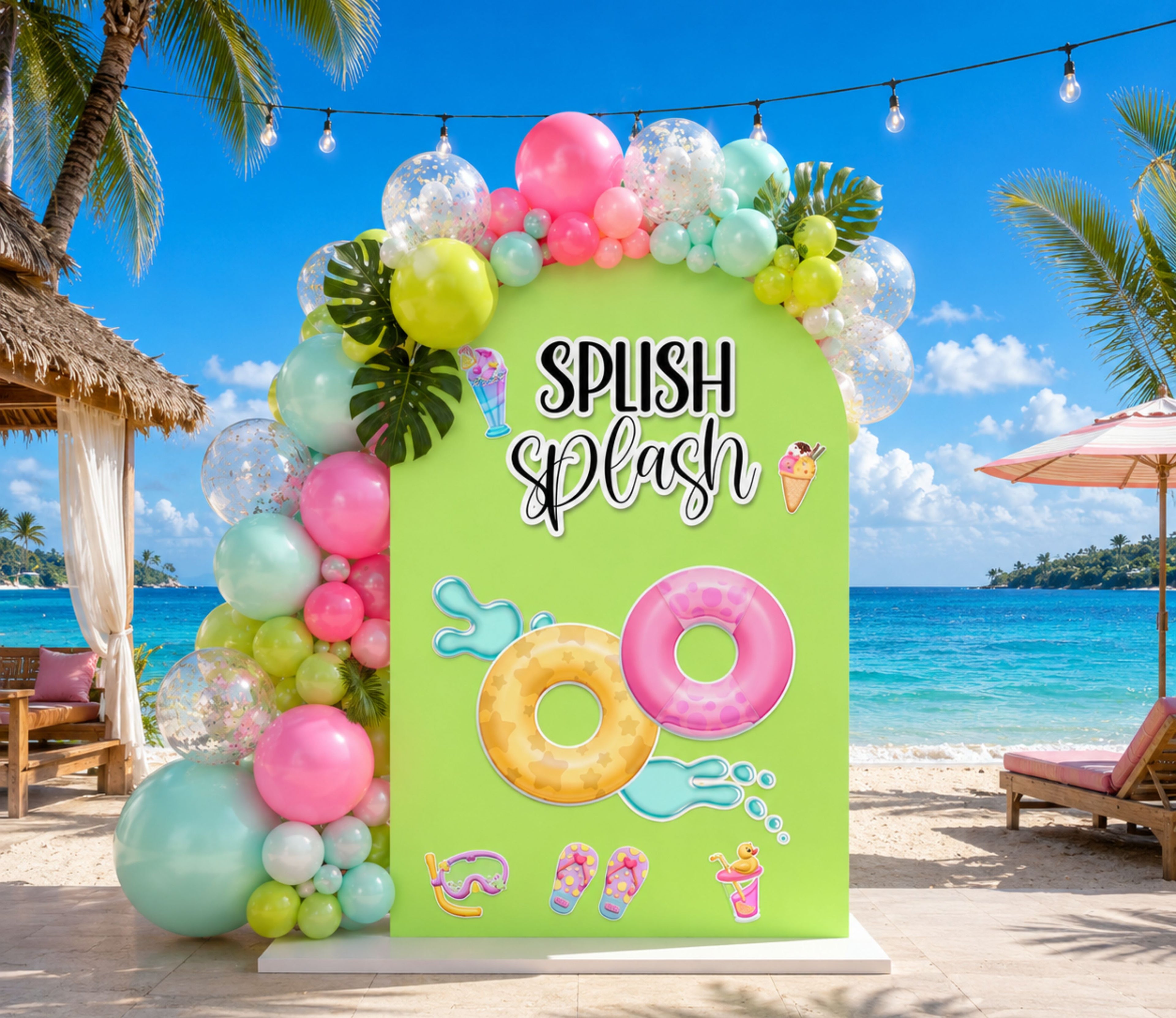 Personalized Summer Birthday Backdrop & Cutouts | Kids Party Decorations