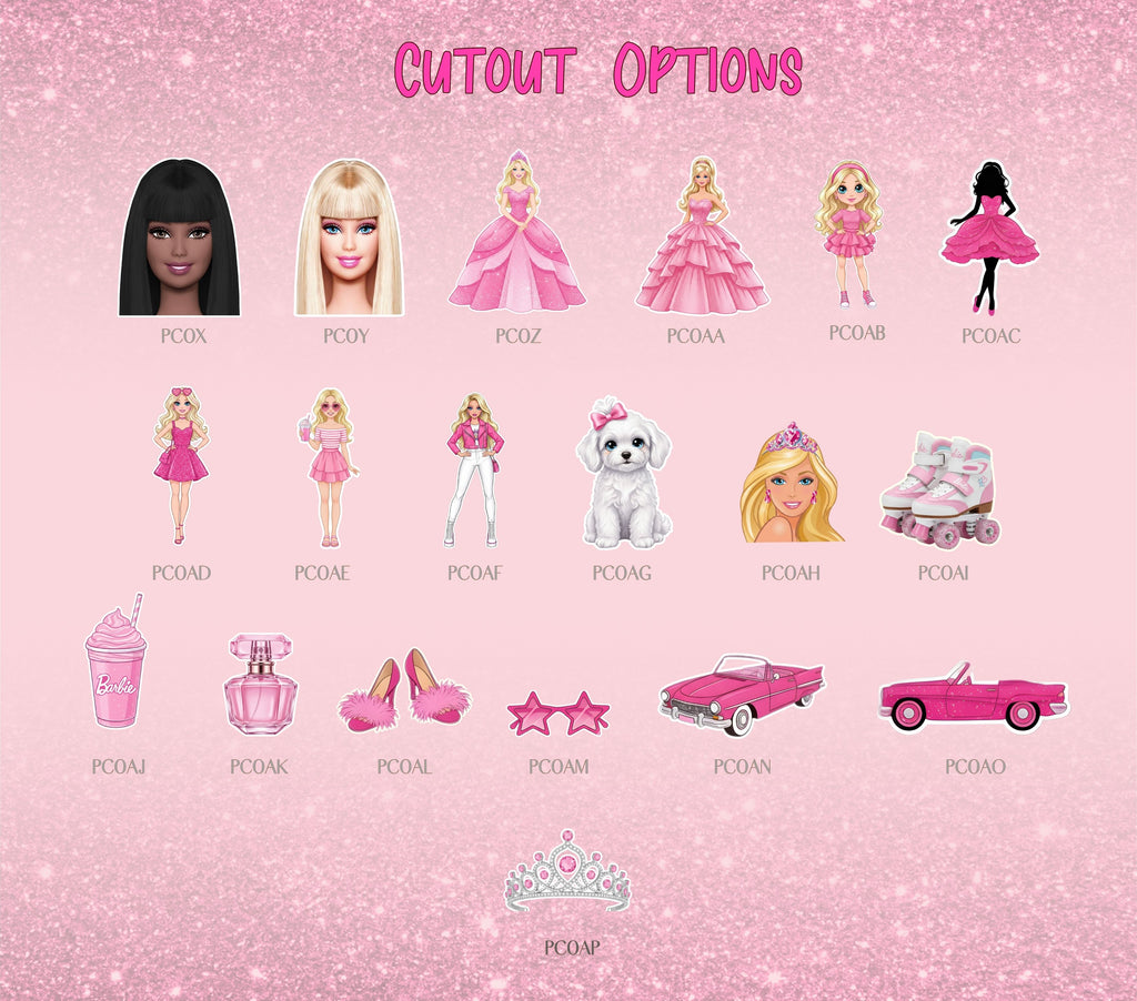 Pink Doll Party Backdrop & Cutouts | Personalized Glam Girls Birthday Decorations