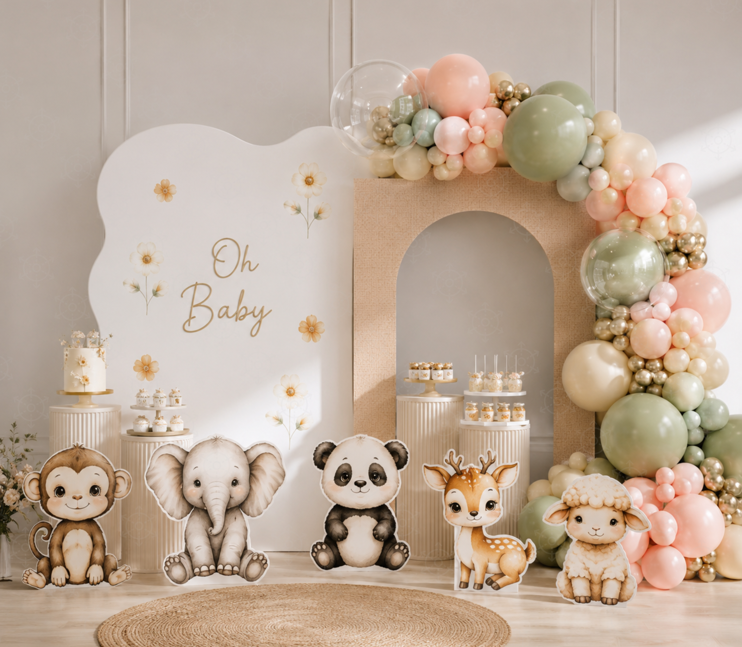 Personalized Little Animal Friends Backdrop & Cutouts | Neutral Baby Shower & First Birthday Decorations