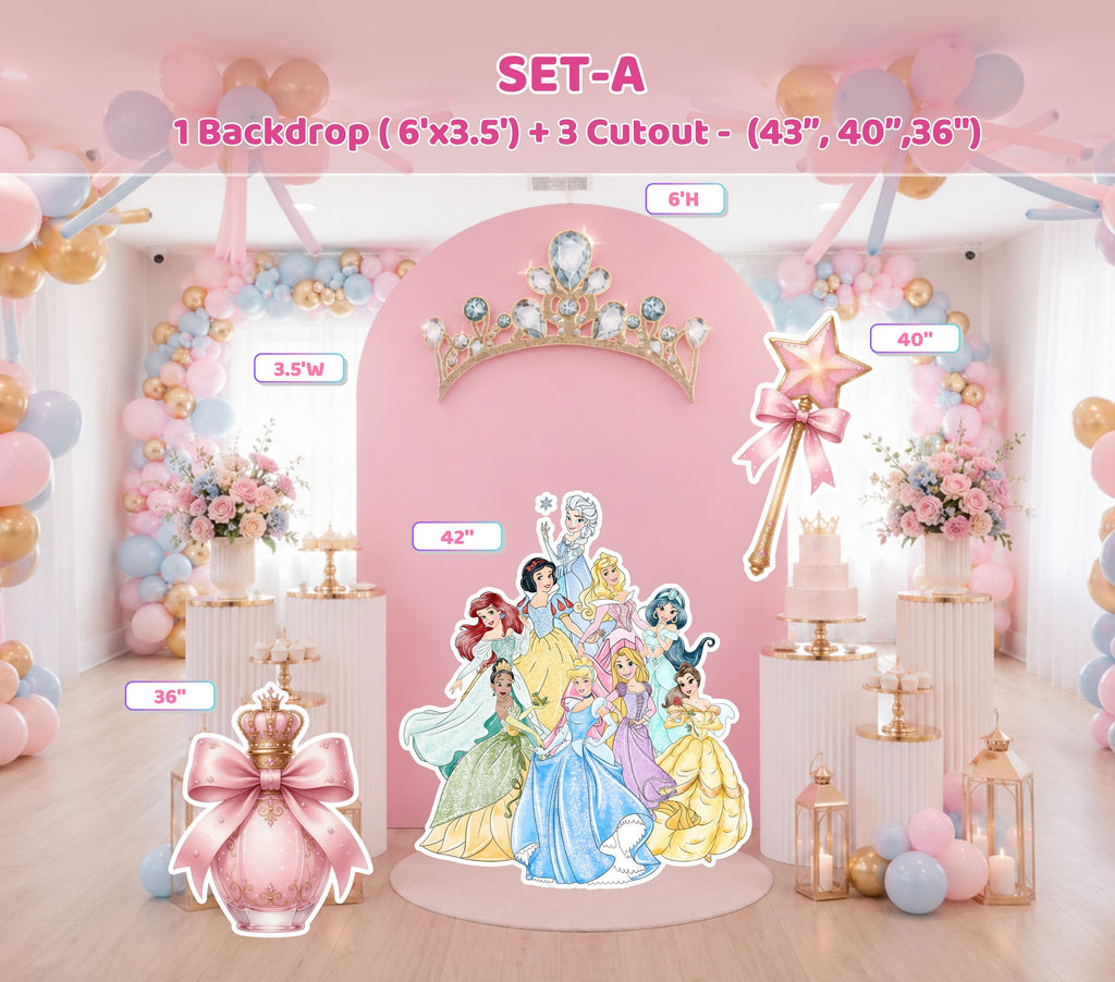 Custom Princess Birthday Party Backdrop & Yard Sign Set