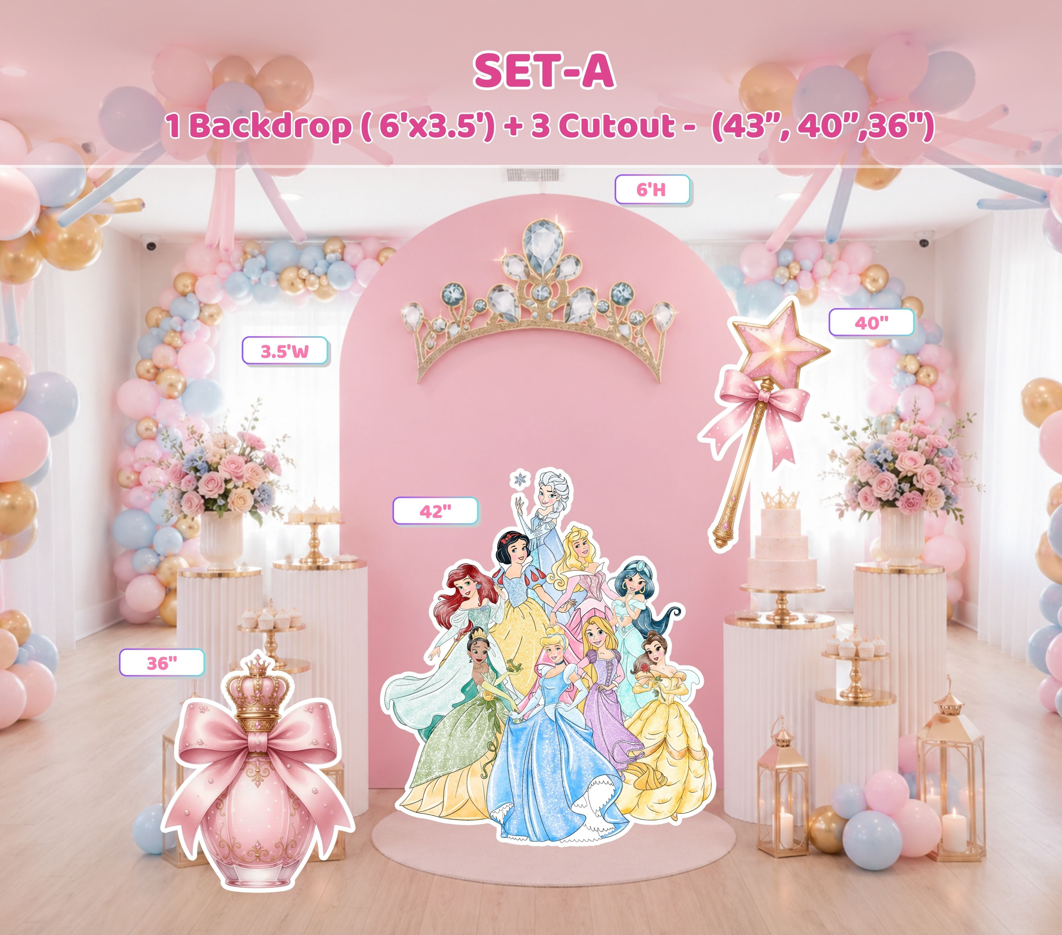 Custom Princess Birthday Party Backdrop & Yard Sign Set