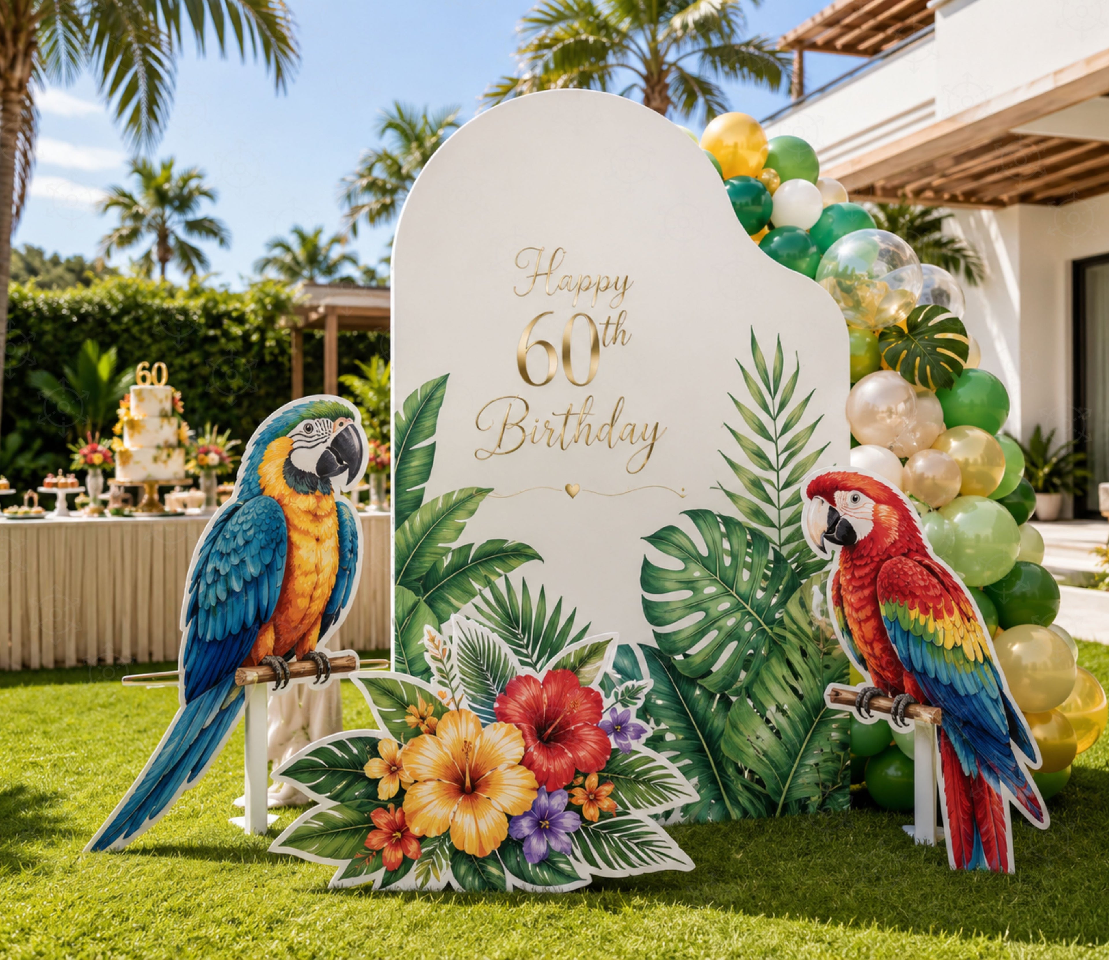 Tropical Birds Birthday Decorations | Personalized Backdrop & Party Sets