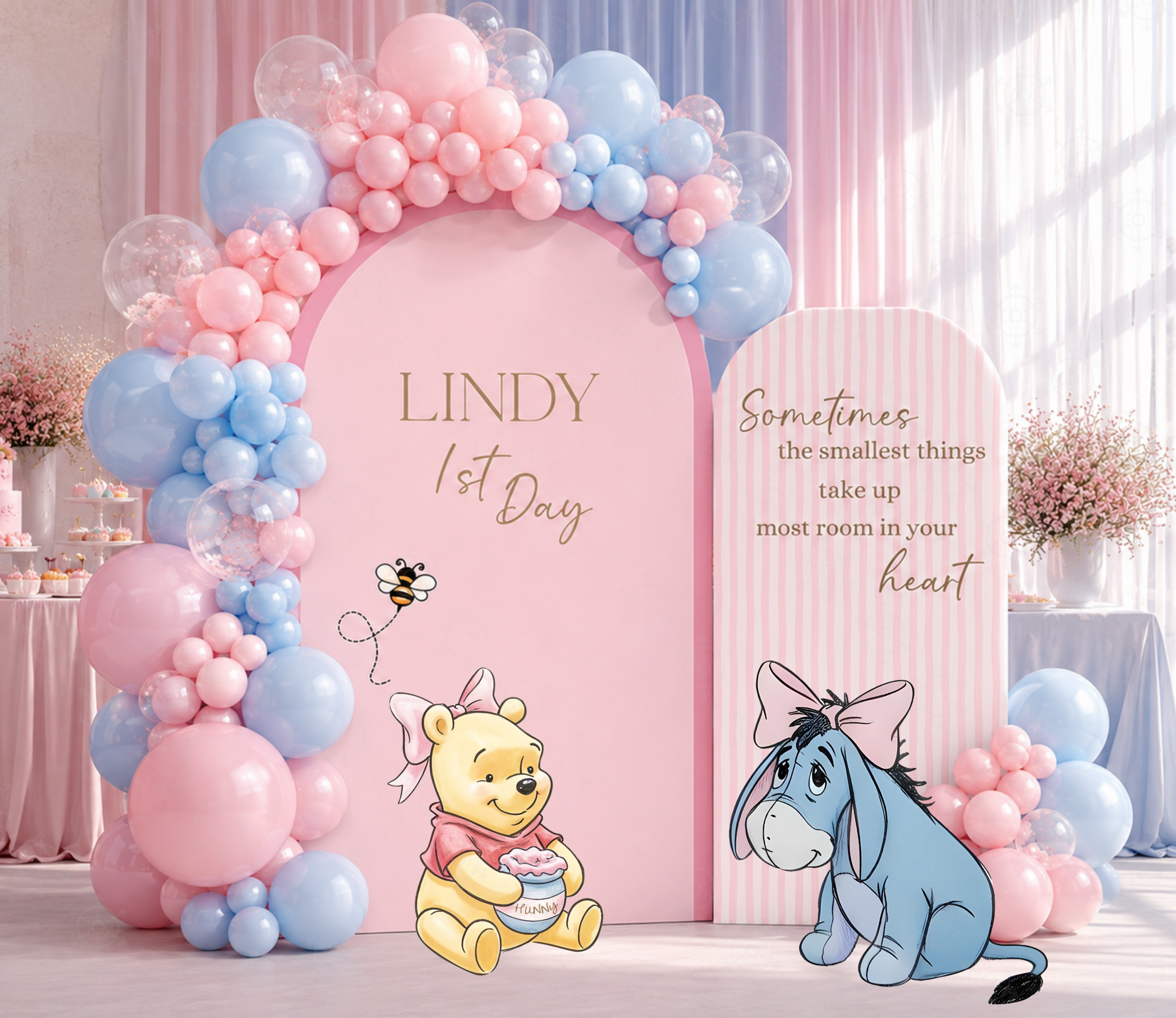Honey Bear Baby Shower Backdrop & Cutouts | Personalized Pastel Storybook Party Decorations