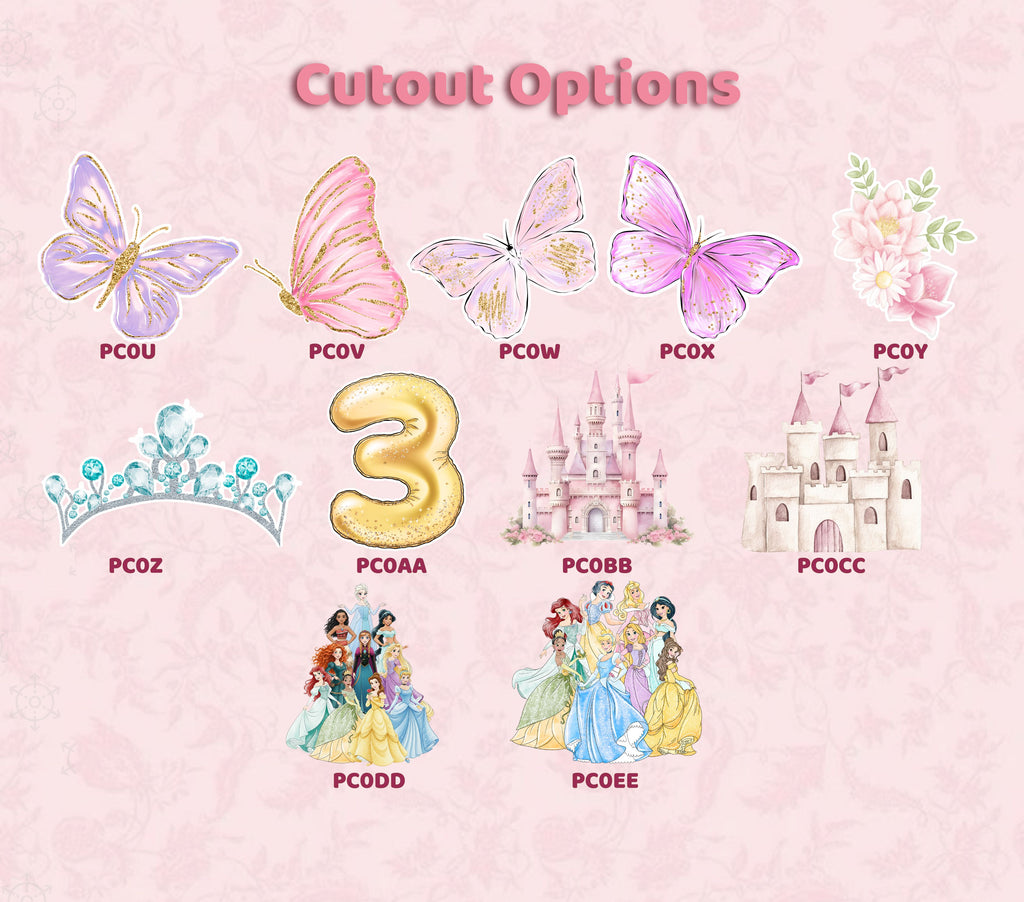 Custom Princess-Inspired Birthday Backdrop & Cutouts | Floral Fairy Party Decorations