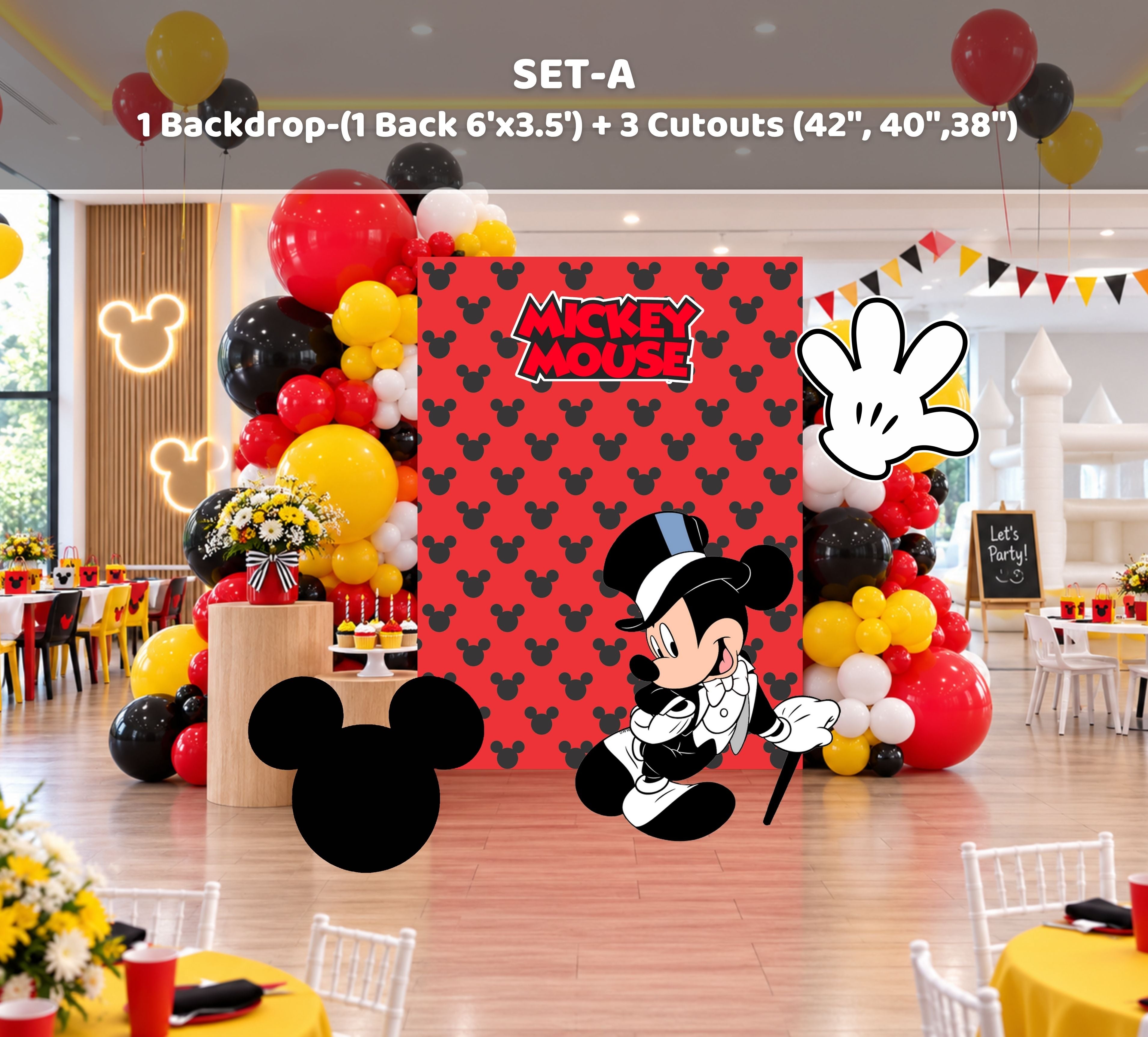 Classic Mouse Birthday Backdrop & Cutouts | Personalized Red Black Party Photo Booth Decor  21 tags para alcance, visualizaciones y compras: