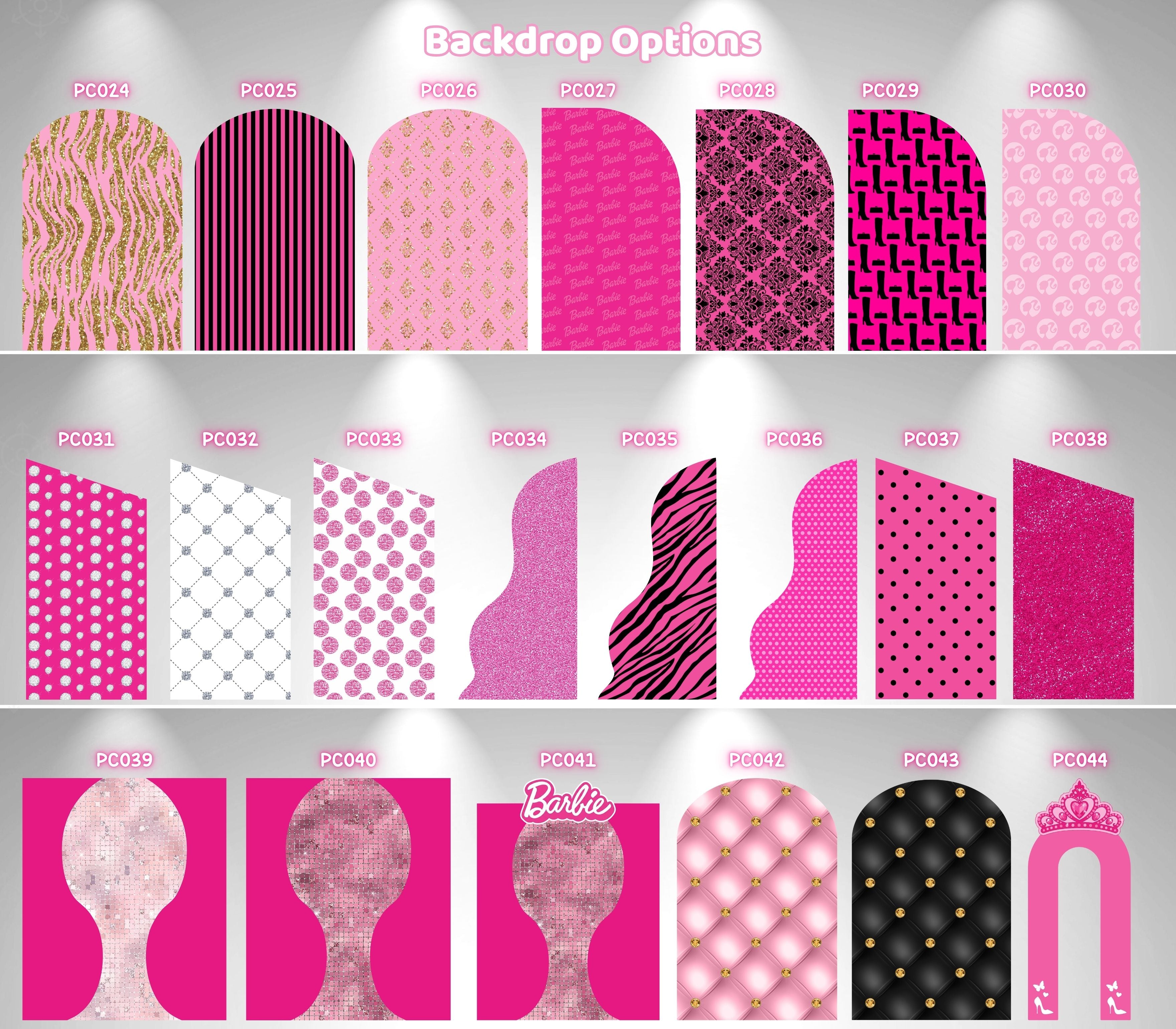 Pink Doll Party Backdrop & Cutouts | Personalized Glam Girls Birthday Decorations