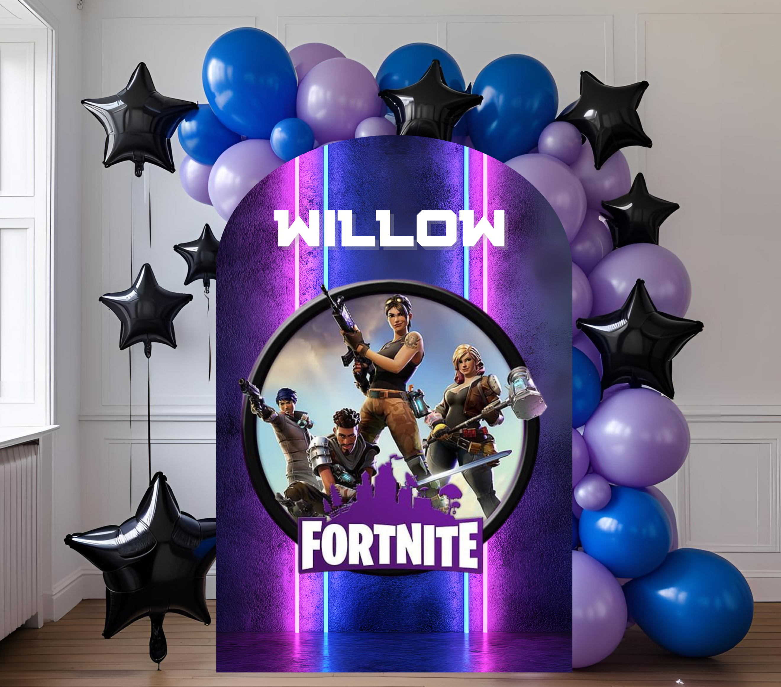 Personalized Battle Game Birthday Backdrop & Cutouts | Gamer Party Decorations