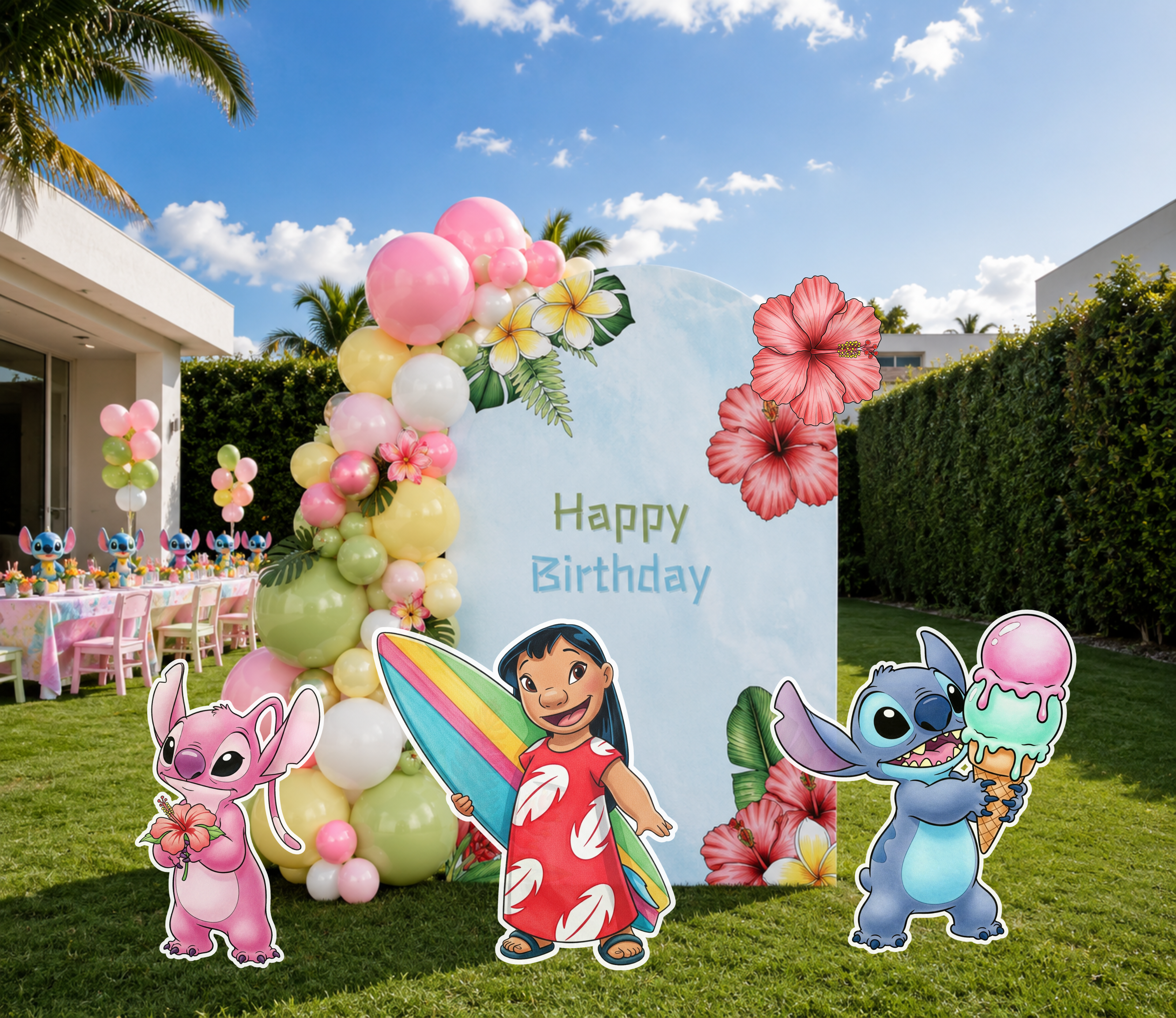 Tropical Birthday Party Backdrop | Custom Hawaiian Cutouts