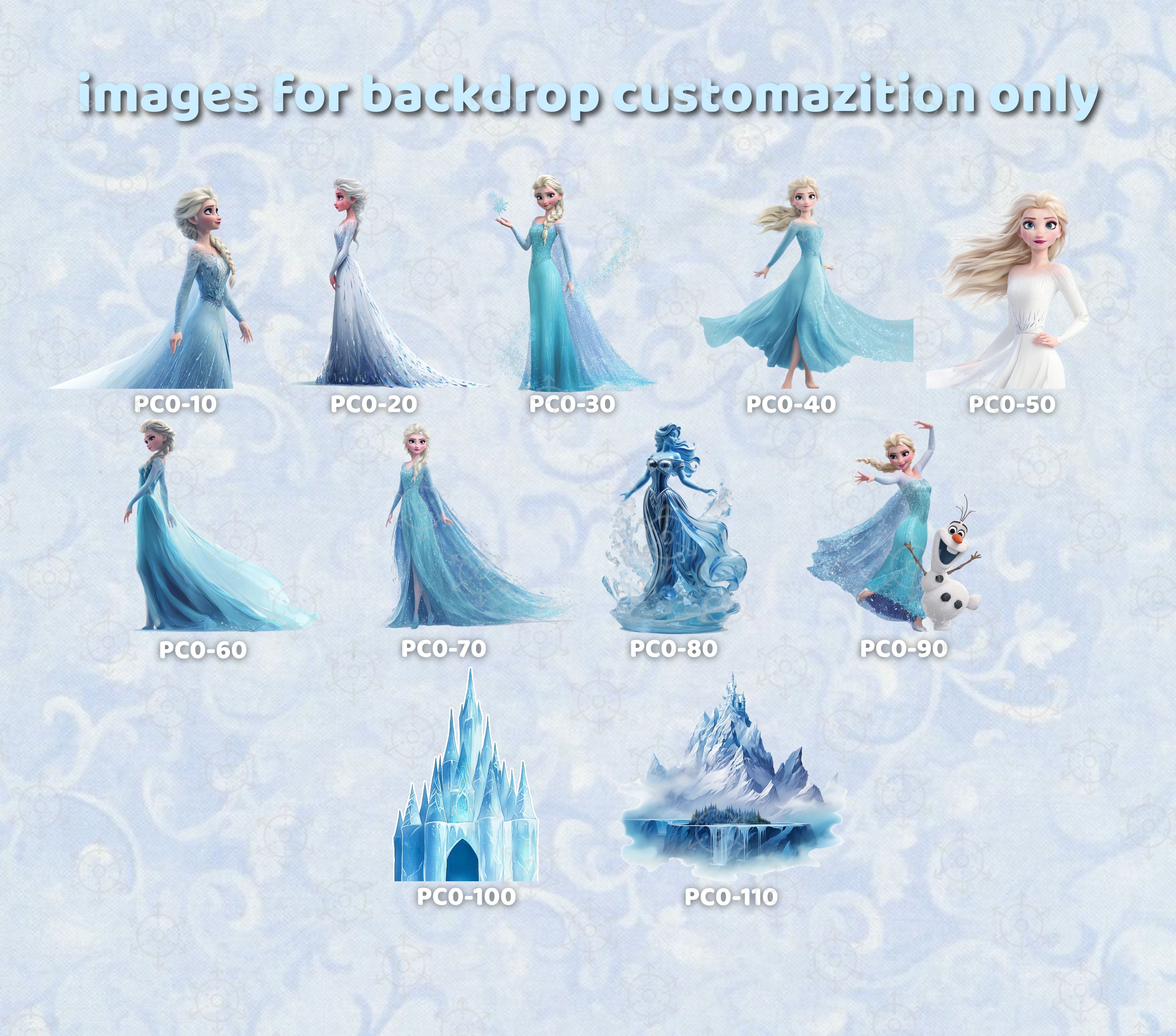 Snow Queen Princess Ice Castle Backdrop | Personalized 3-Panel Arch Birthday Party Decor