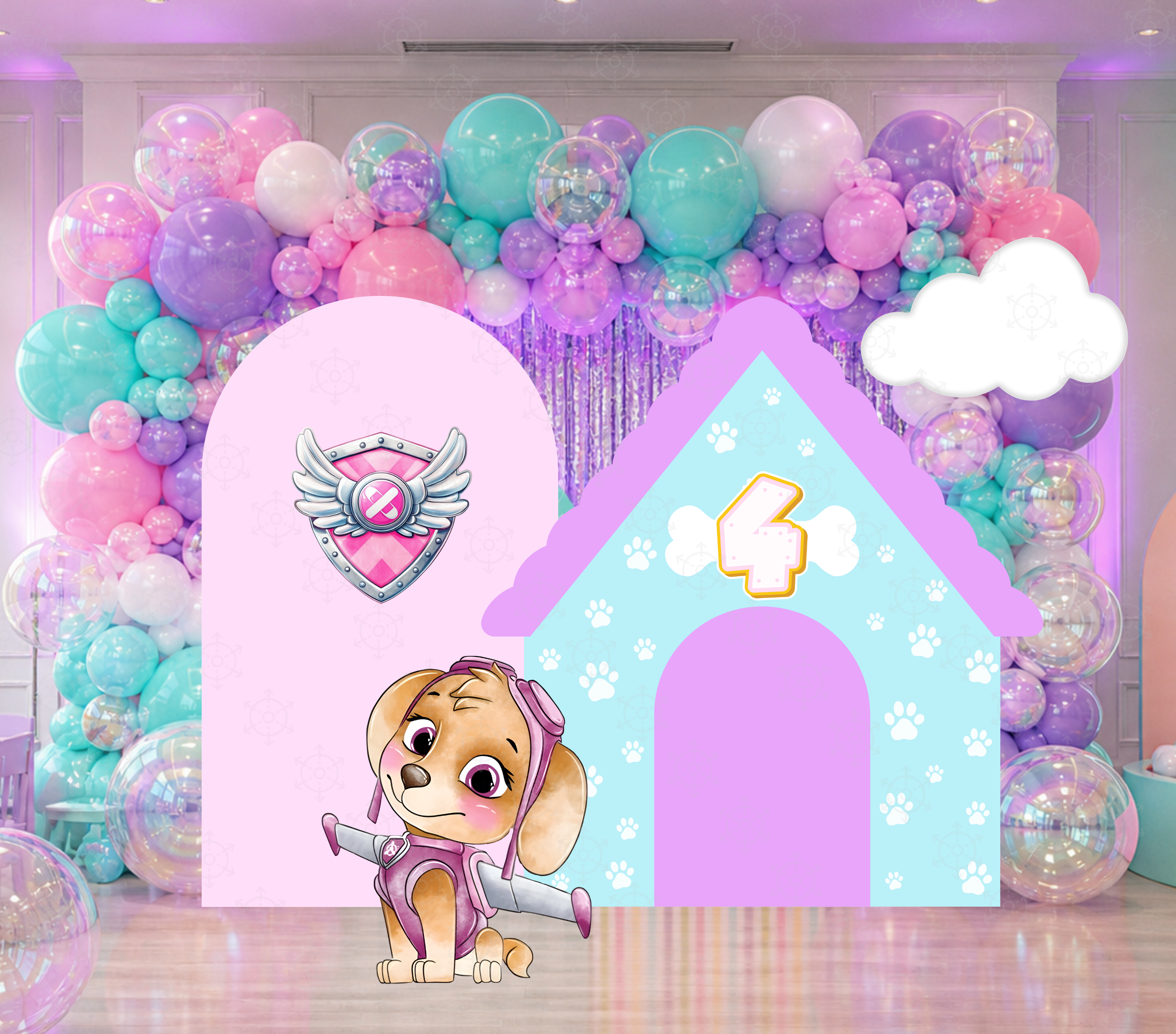 Character Puppy Patrol Cutouts and Backdrops Pink Party Decor