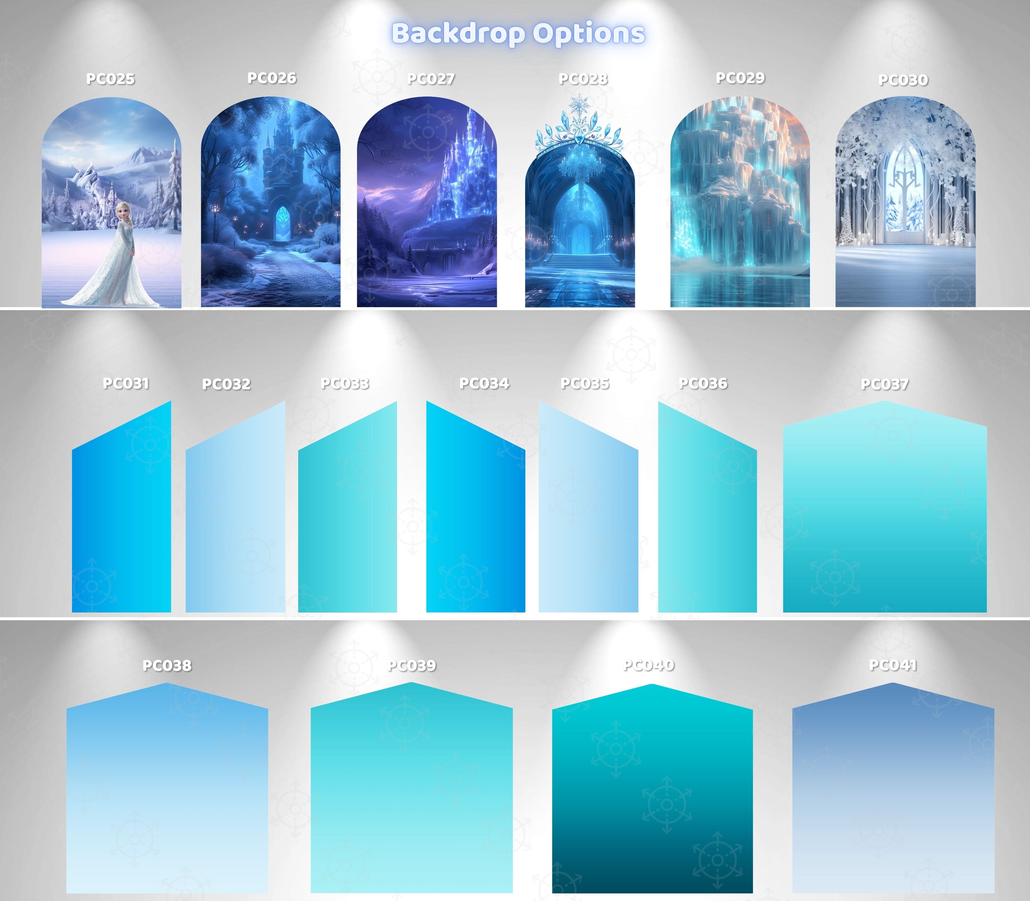 Snow Queen Princess Ice Castle Backdrop | Personalized 3-Panel Arch Birthday Party Decor