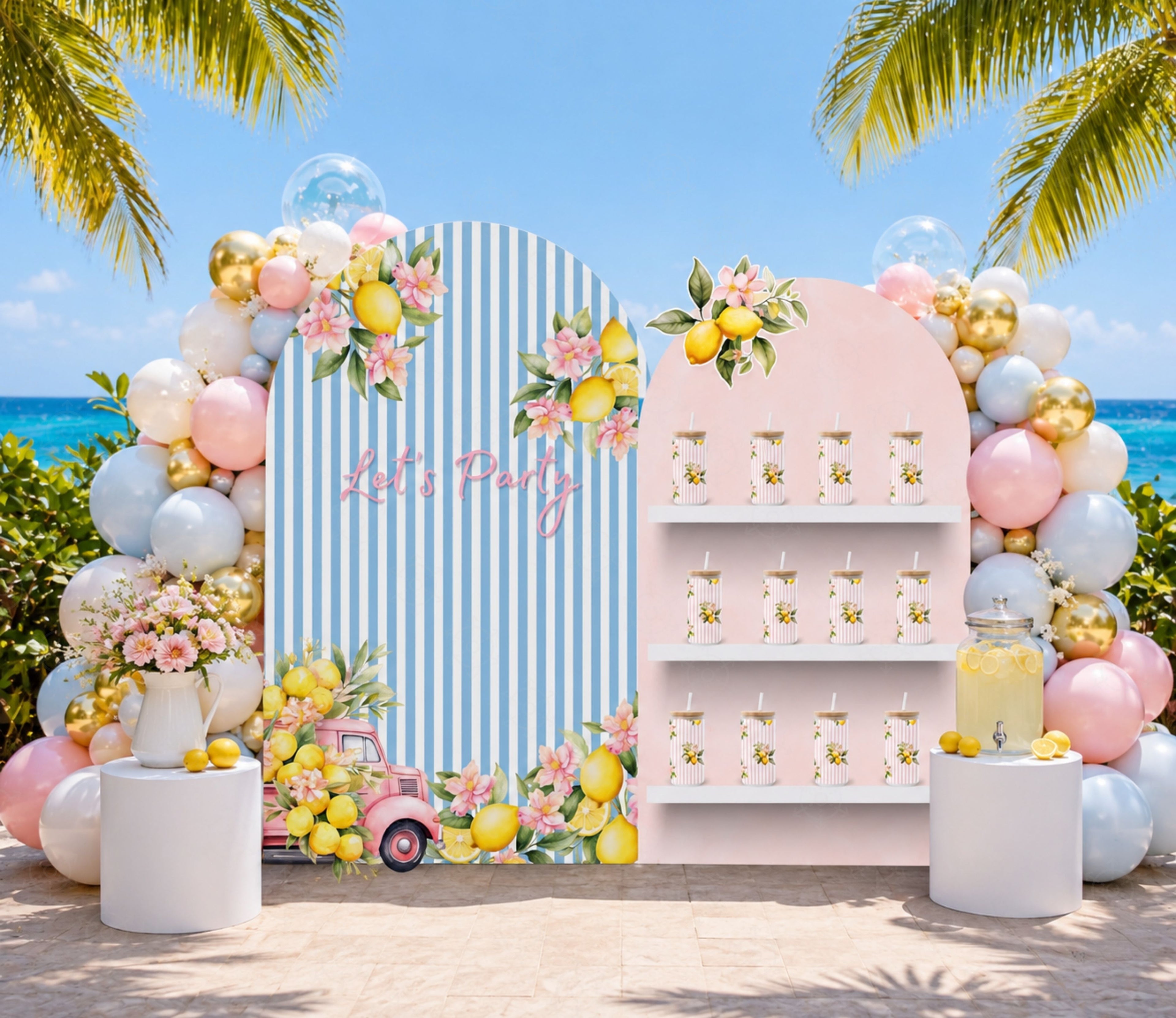 Personalized Lemon Party Decorations | Backdrop & Cutout Sets | Sweet Lemon Party Decor