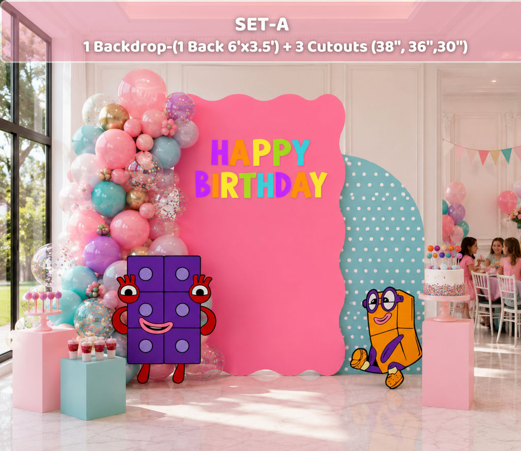 Numberblocks Birthday Backdrop & Cutouts | Personalized Kids Party Decorations