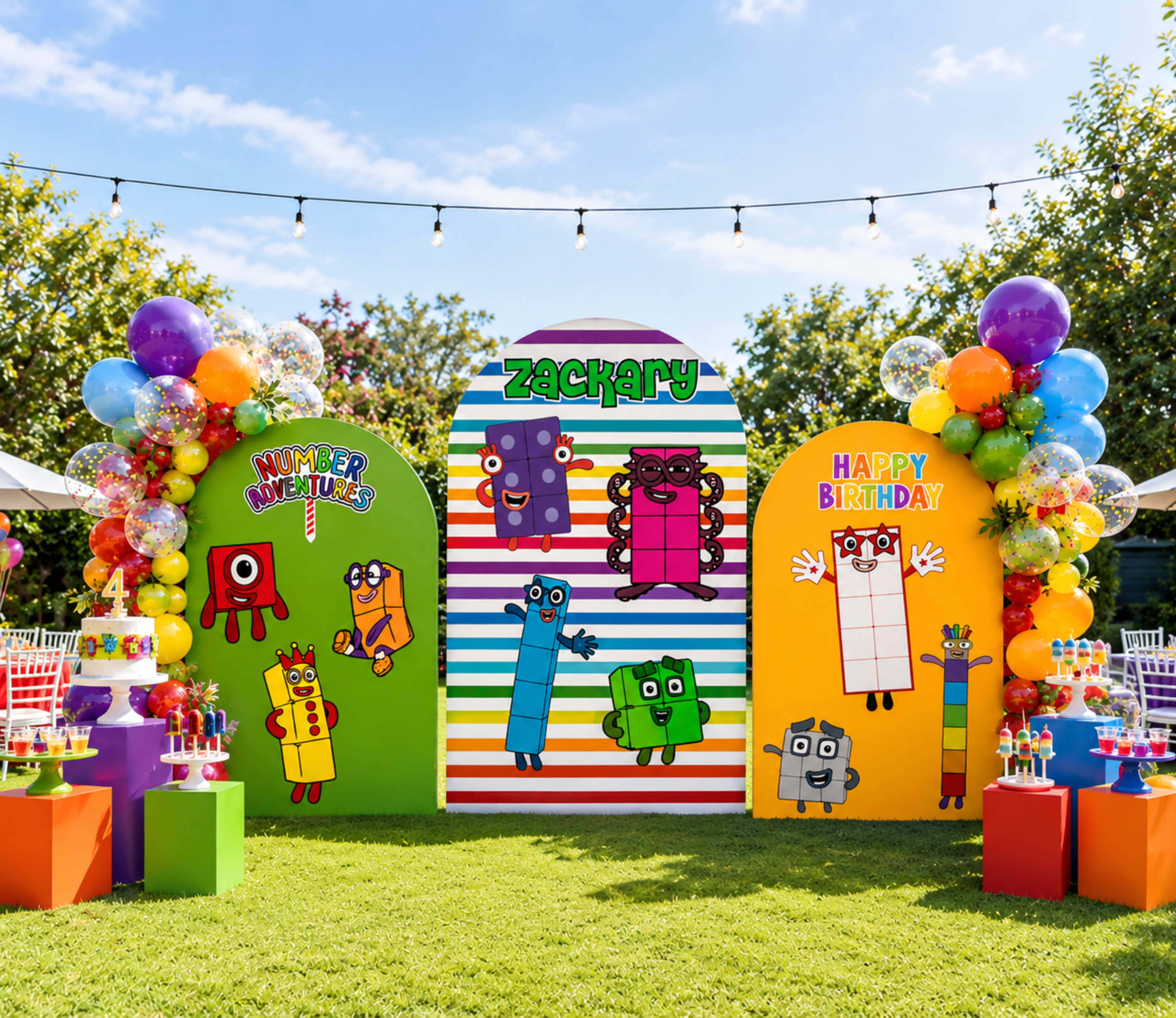 Numberblocks Birthday Backdrop & Cutouts | Personalized Kids Party Decorations