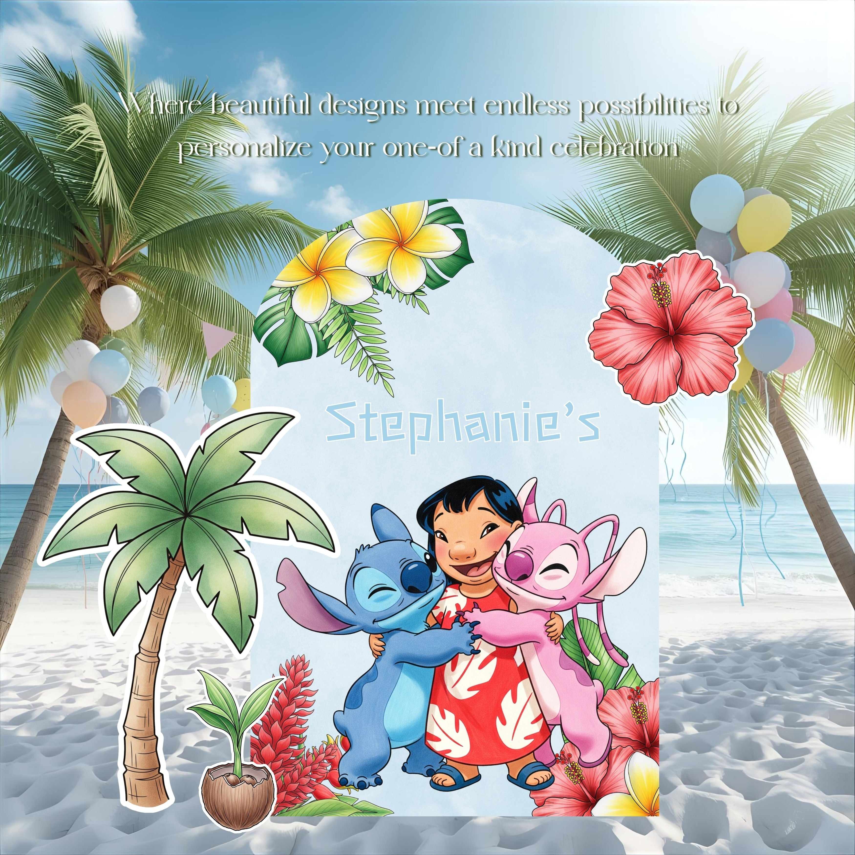 Tropical Birthday Party Backdrop | Custom Hawaiian Cutouts