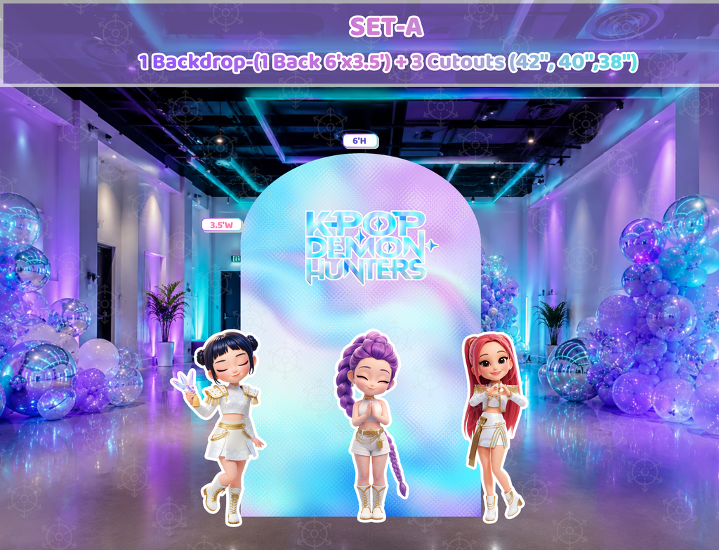 Chibi Teen Idol Party Backdrop & Standee Cutouts | Personalized Concert Birthday Decorations