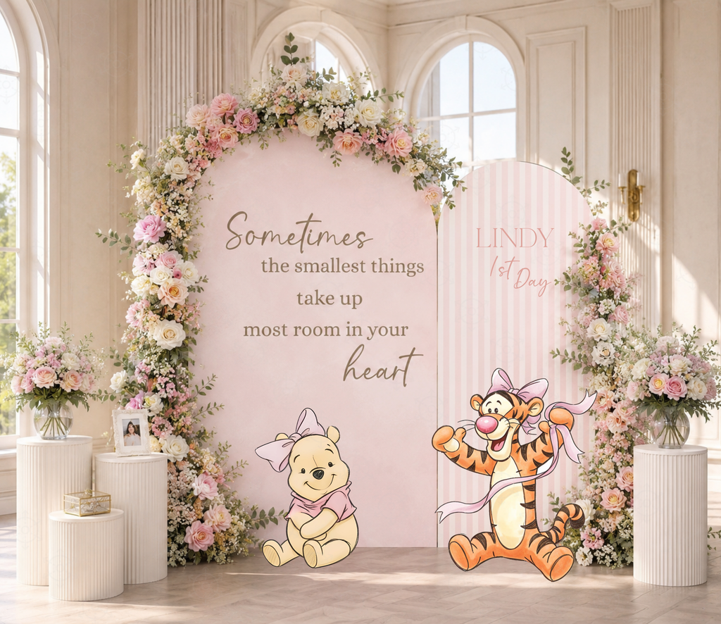 Honey Bear Baby Shower Backdrop & Cutouts | Personalized Pastel Storybook Party Decorations