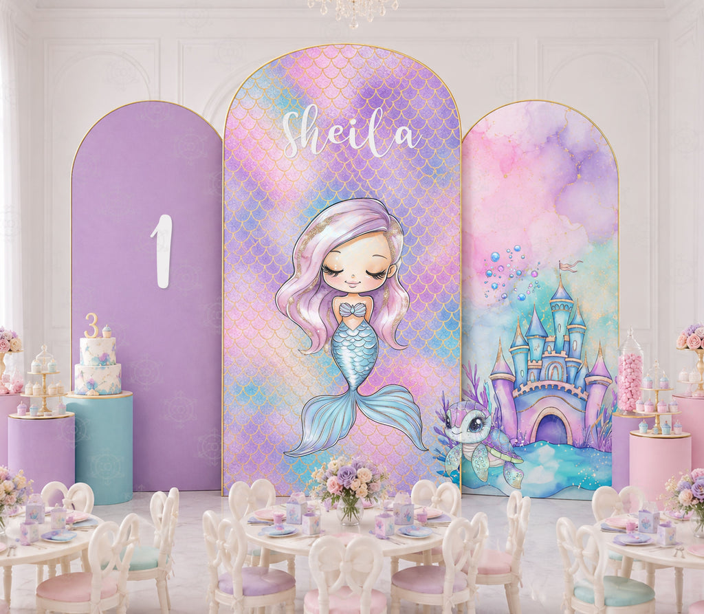 Ocean Princess Party Decorations | Personalized Mermaid Birthday Backdrop Set | Luxury Under the Sea Decor