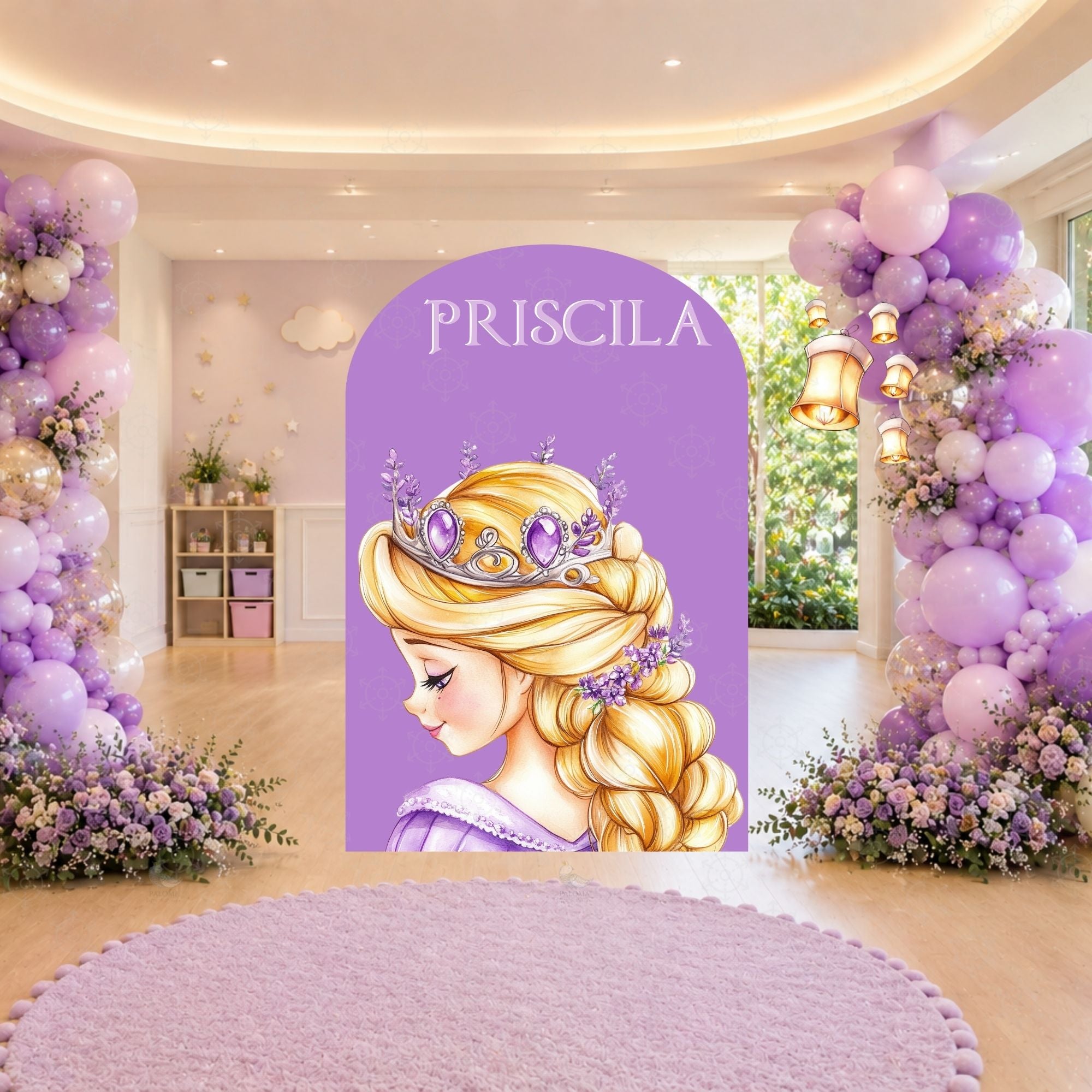 Custom Princess Party Backdrop Long Hair Princess Decoration