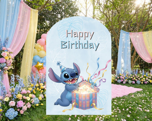 Custom Blue Alien Birthday Backdrop & Cutouts | Personalized Kawaii Party Decorations