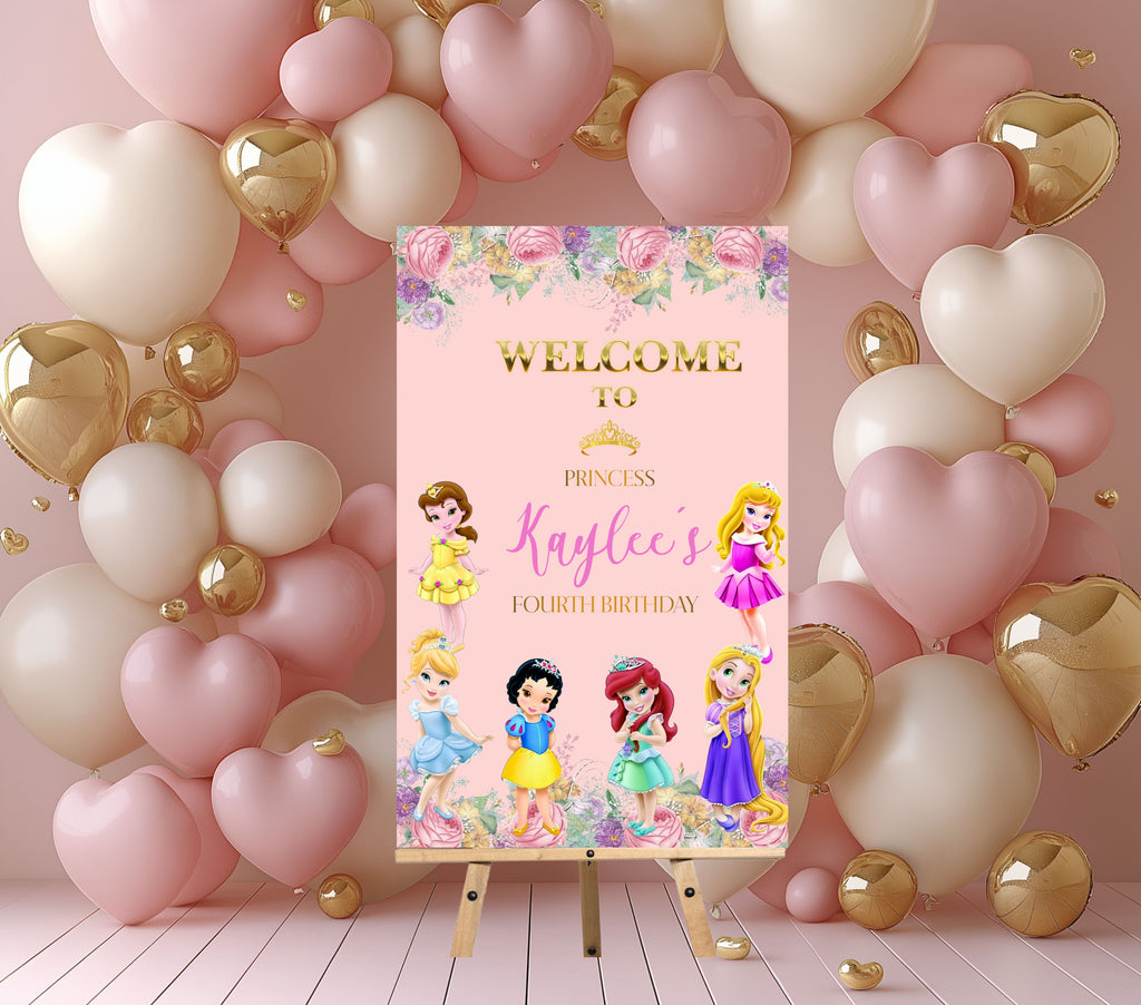 Personalized Princess Birthday Welcome Sign | Pink Party Entrance Decoration