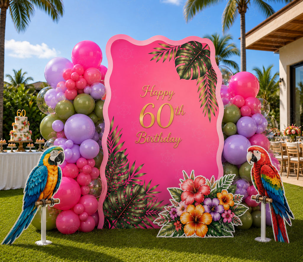 Tropical Birds Birthday Decorations | Personalized Backdrop & Party Sets