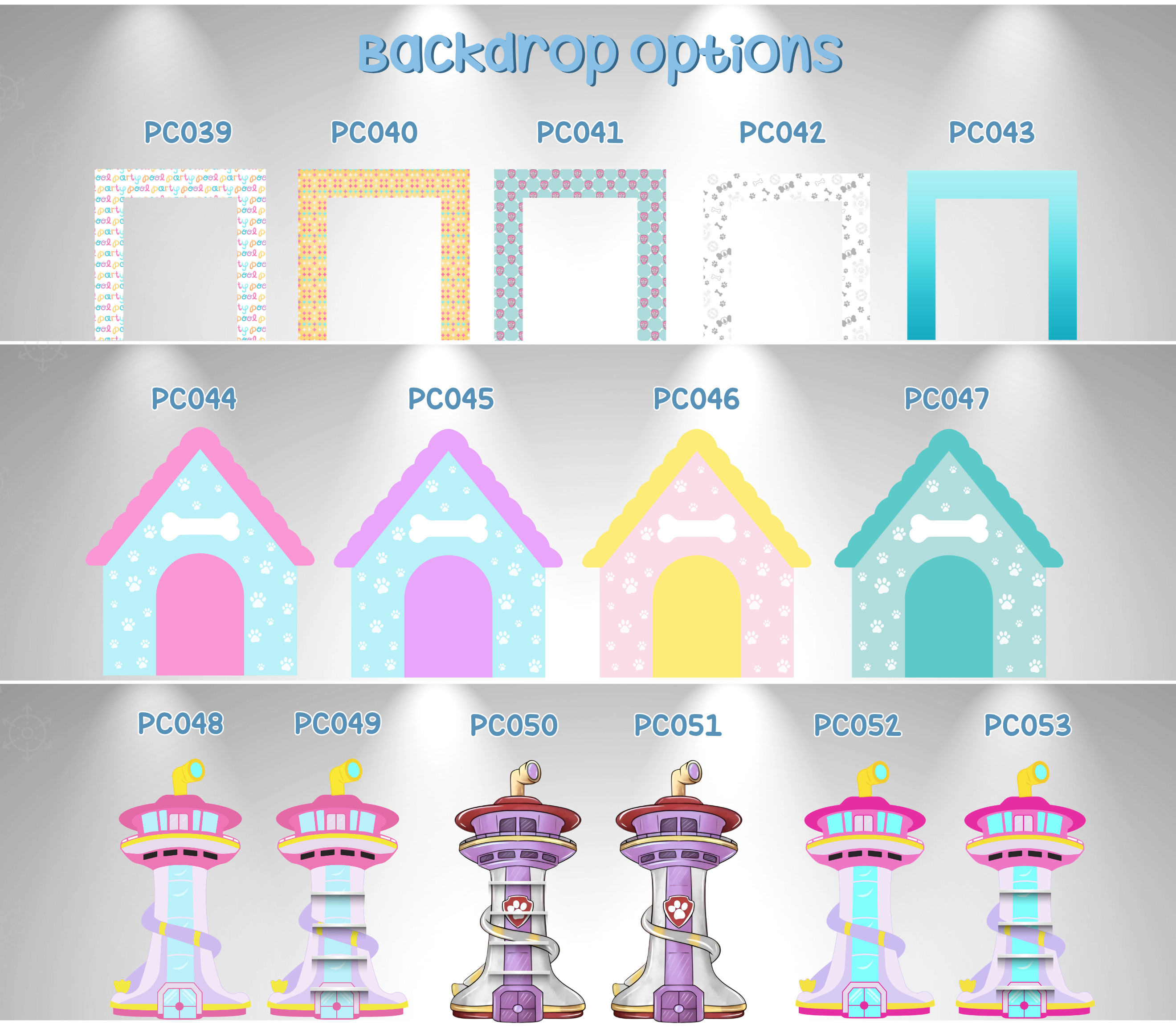 Pool Puppy Party Decoration Custom Backdrop with Shelves and Party Favors Rescue Summer Birthday Theme
