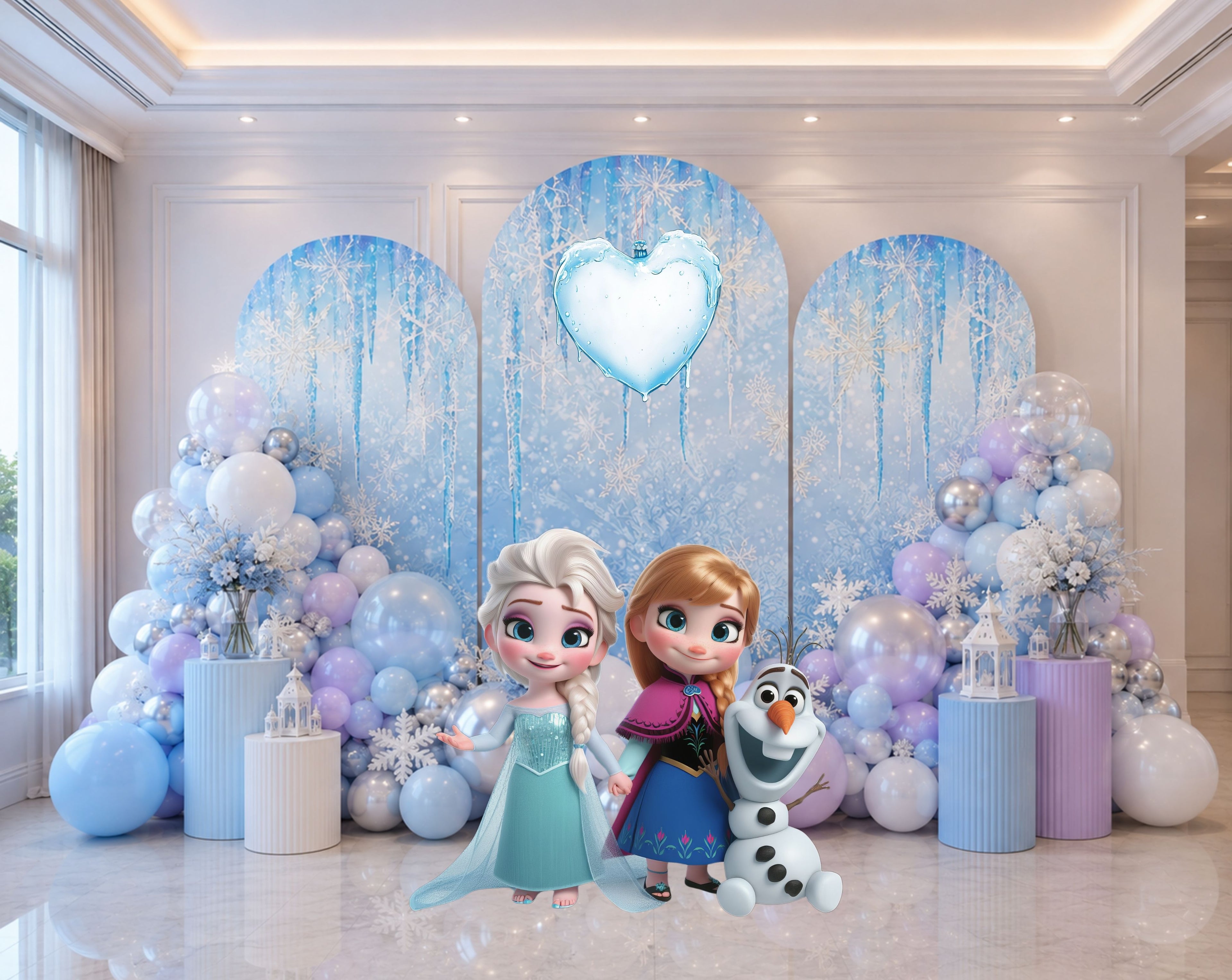 Baby Ice Princess Birthday Backdrop & Cutouts | Cute Winter Princess Party Decorations