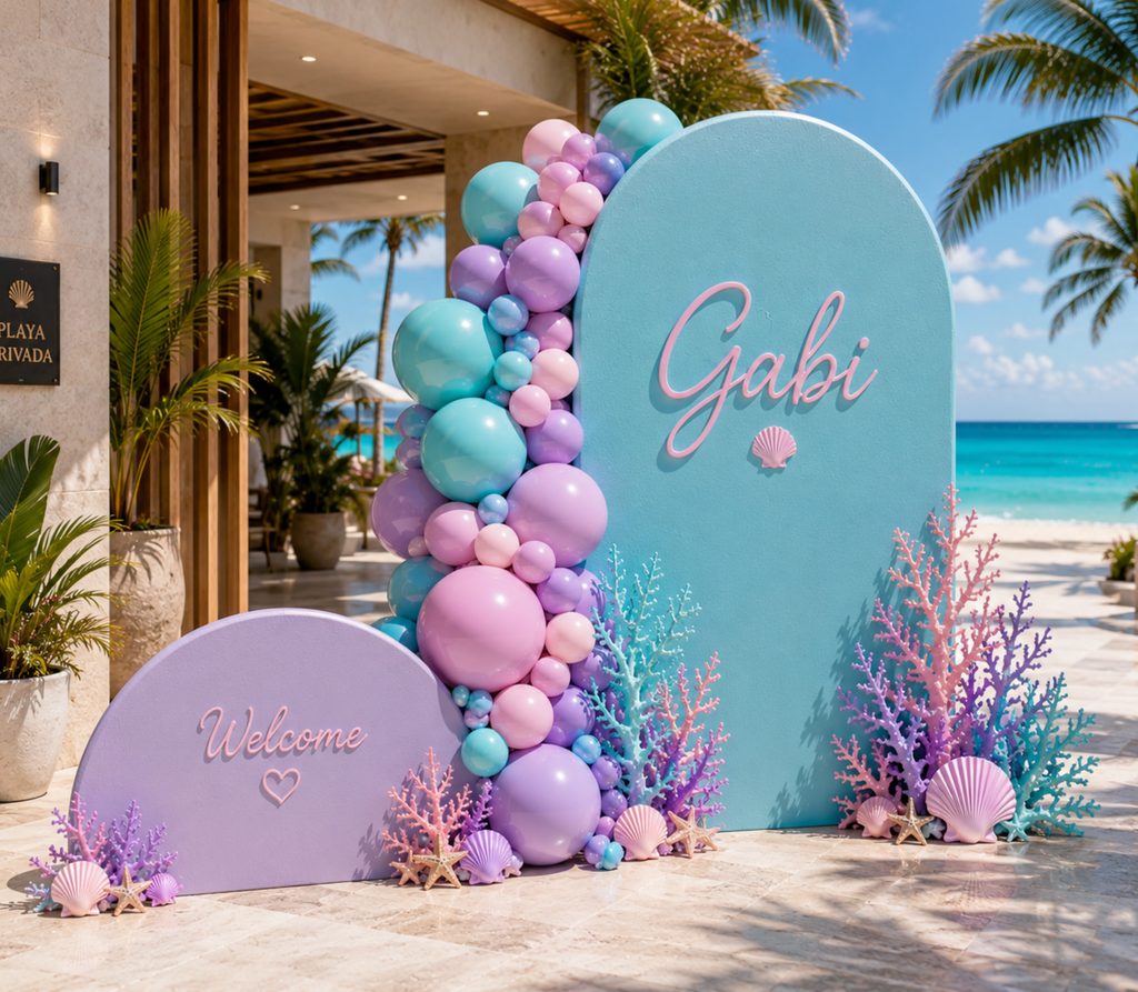 Gabby's Dollhouse Mermaid Pool Party Backdrop & Cutouts | Personalized Summer Birthday Decorations