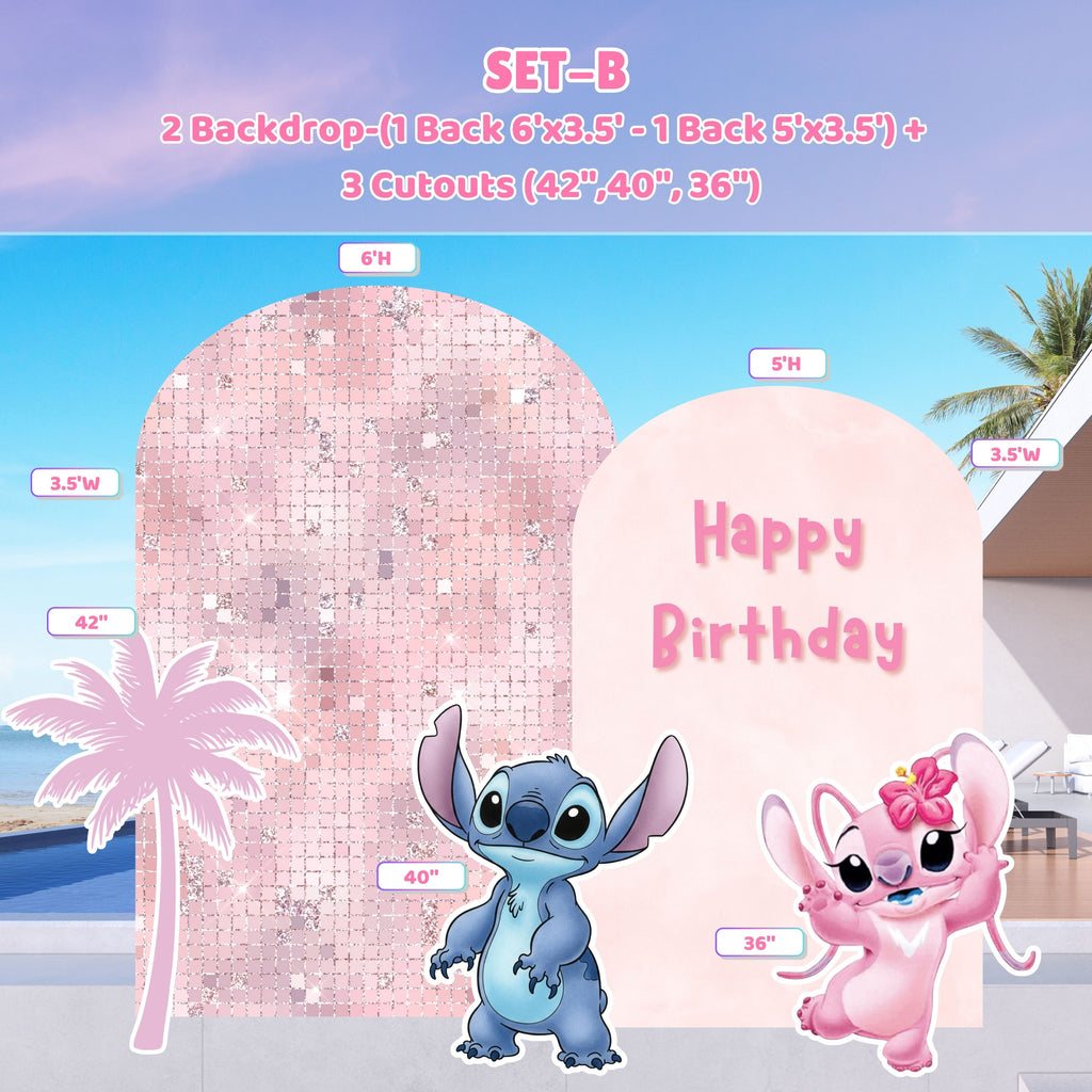 Blue Alien Party Decorations Set | Tropical Birthday Backdrop with Cutouts