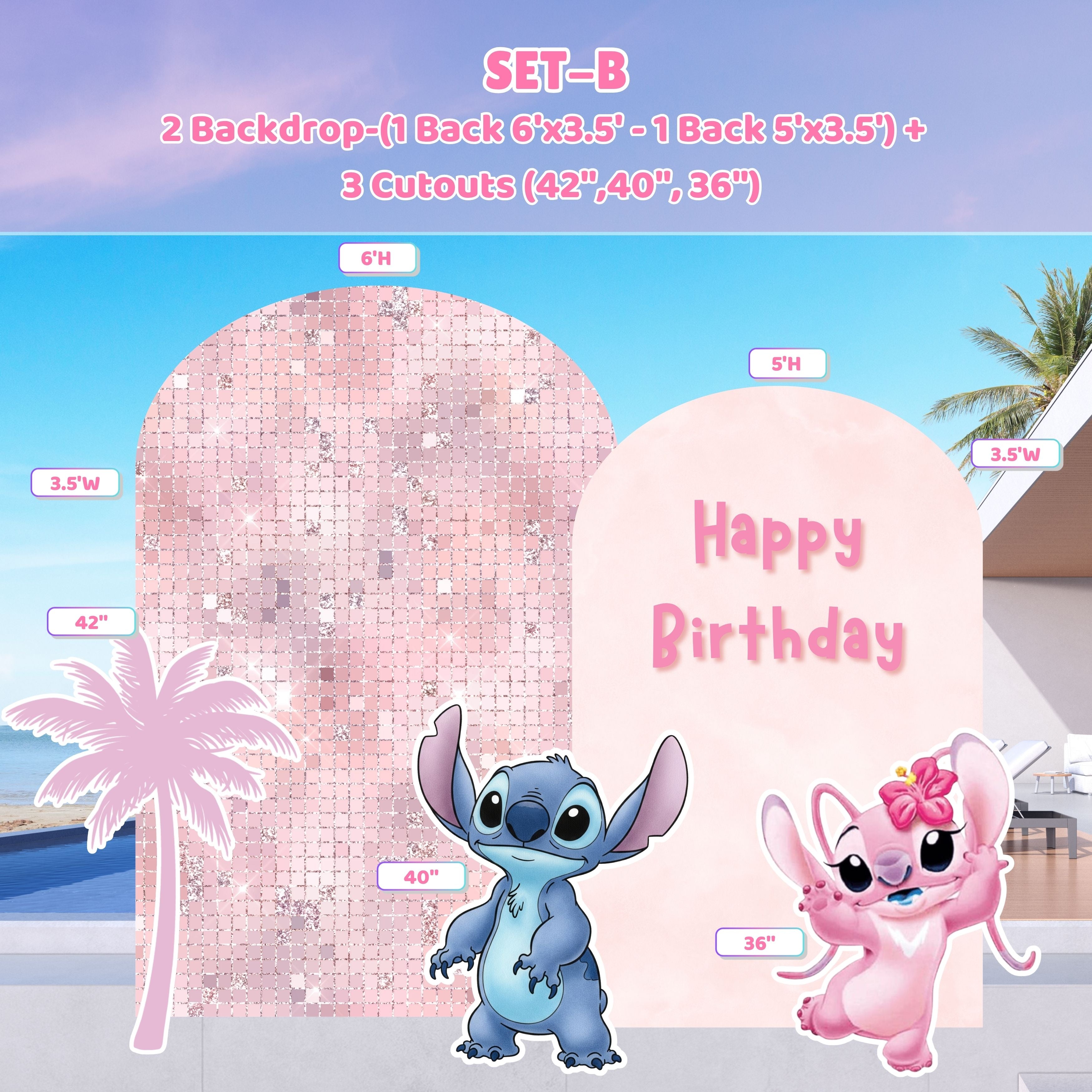 Blue Alien Party Decorations Set | Tropical Birthday Backdrop with Cutouts