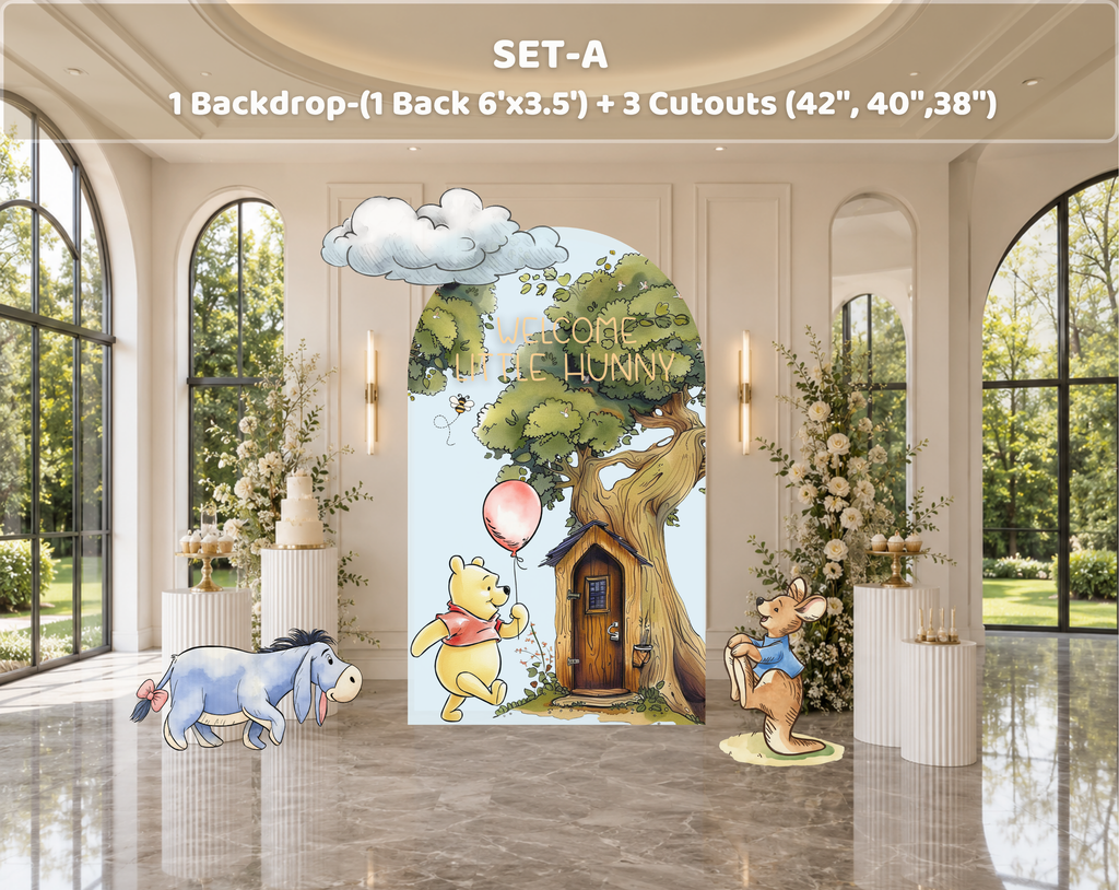Personalized Classic Bear Party Decorations | Woodland Baby Shower Backdrop & Character Cutouts (Copy)