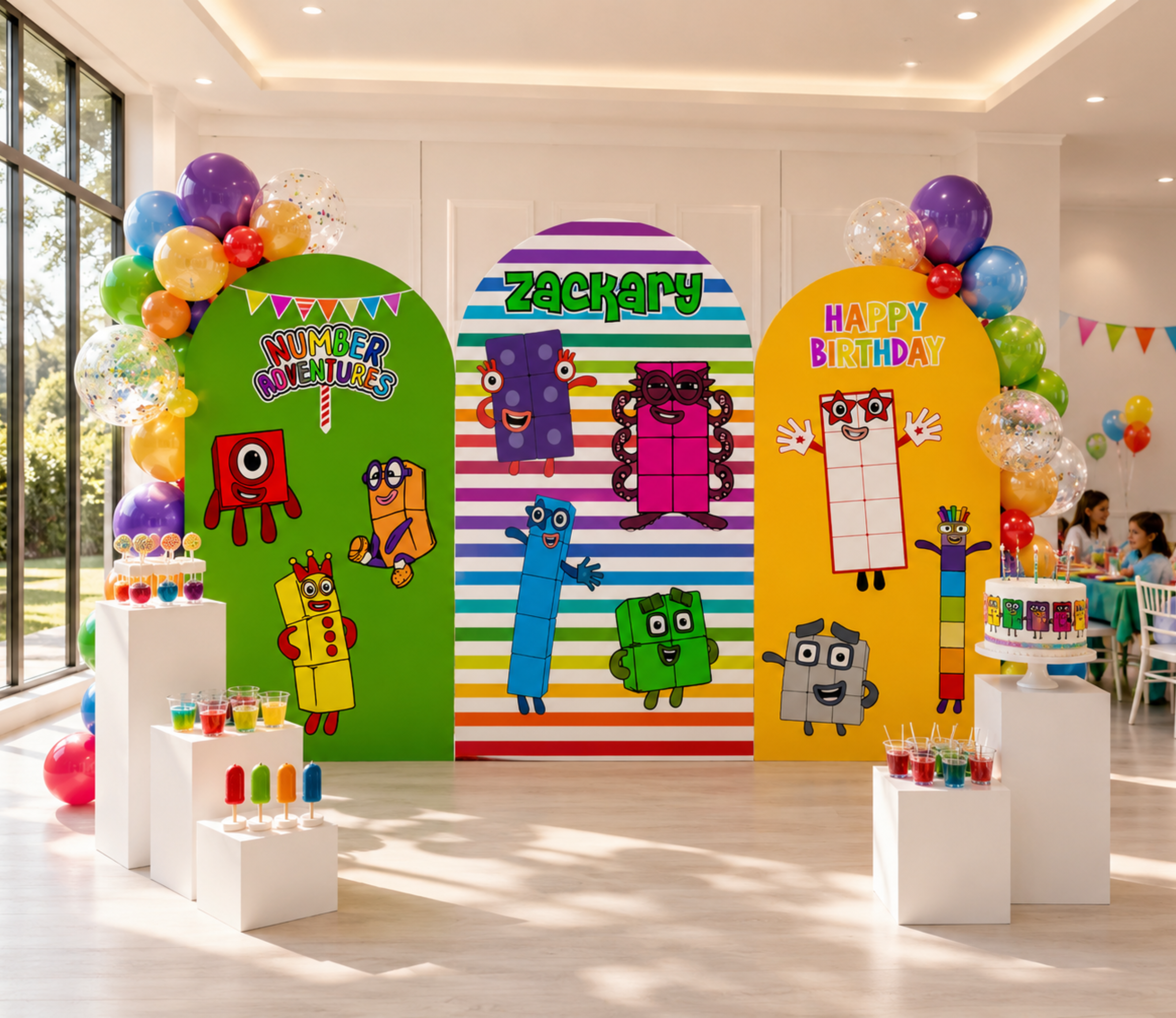 Numberblocks Birthday Backdrop & Cutouts | Personalized Kids Party Decorations