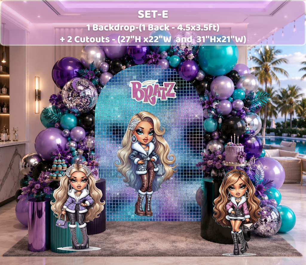 Custom Glam Fashion Doll Birthday Backdrop & Cutouts | Personalized Girly Party Decorations