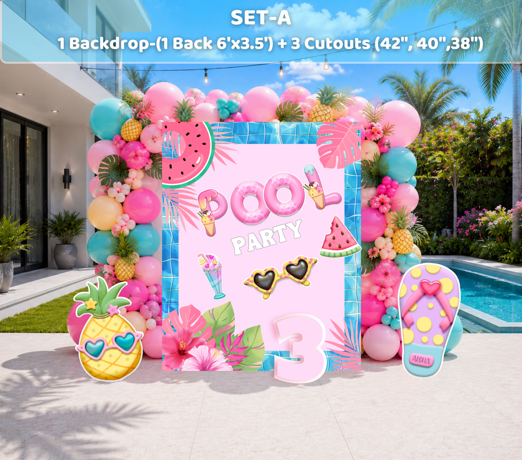 Personalized Blue Puppy Pool Party Backdrop & Cutouts | Summer Birthday Party Decorations (Copy)