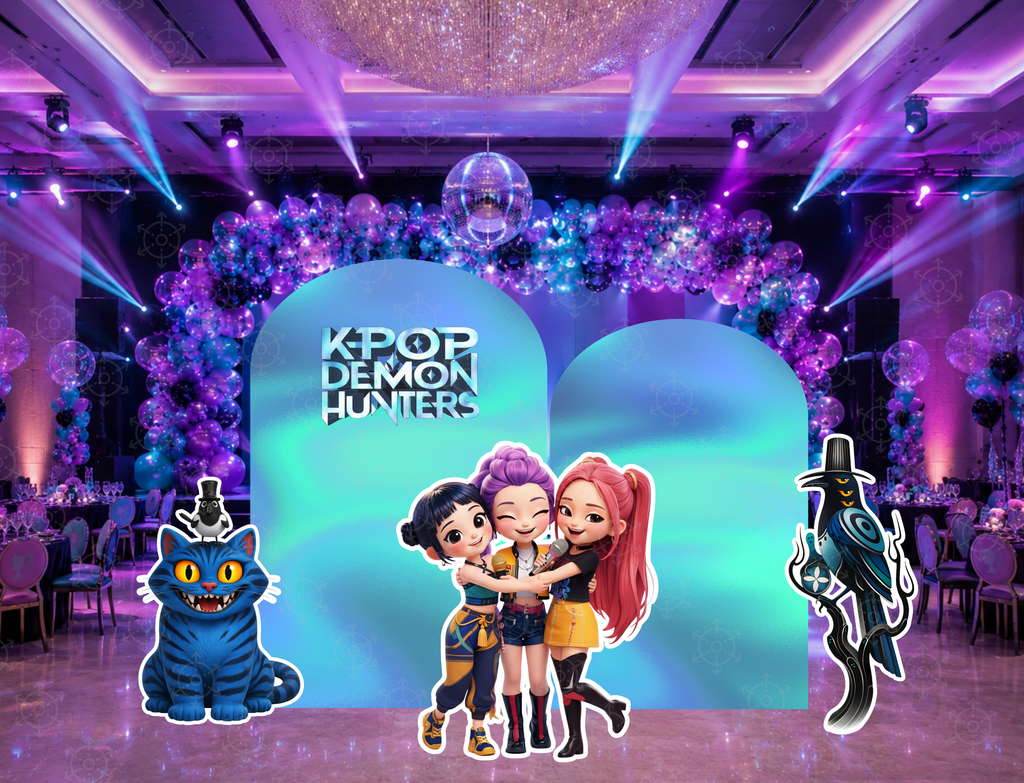 Chibi Teen Idol Party Backdrop & Standee Cutouts | Personalized Concert Birthday Decorations