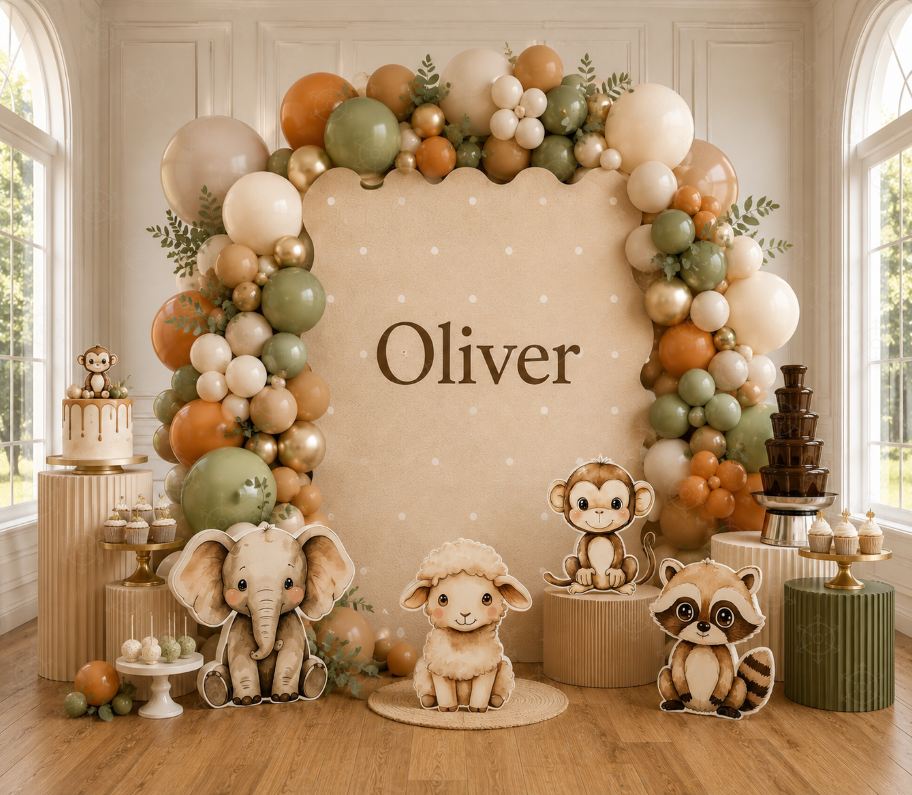 Personalized Little Animal Friends Backdrop & Cutouts | Neutral Baby Shower & First Birthday Decorations