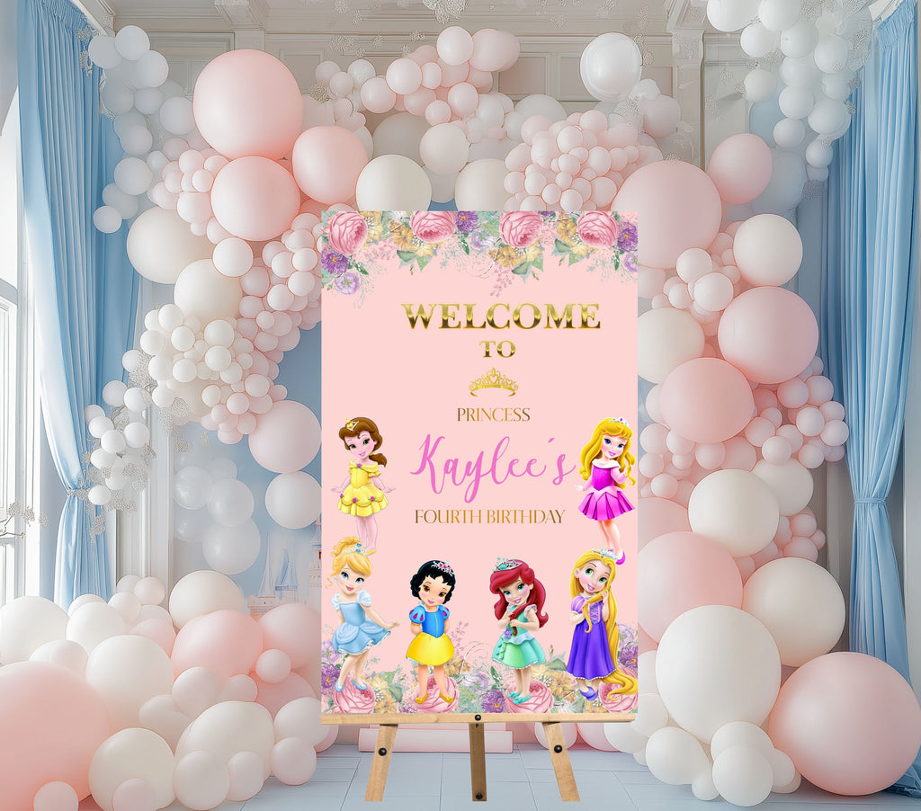 Personalized Princess Birthday Welcome Sign | Pink Party Entrance Decoration