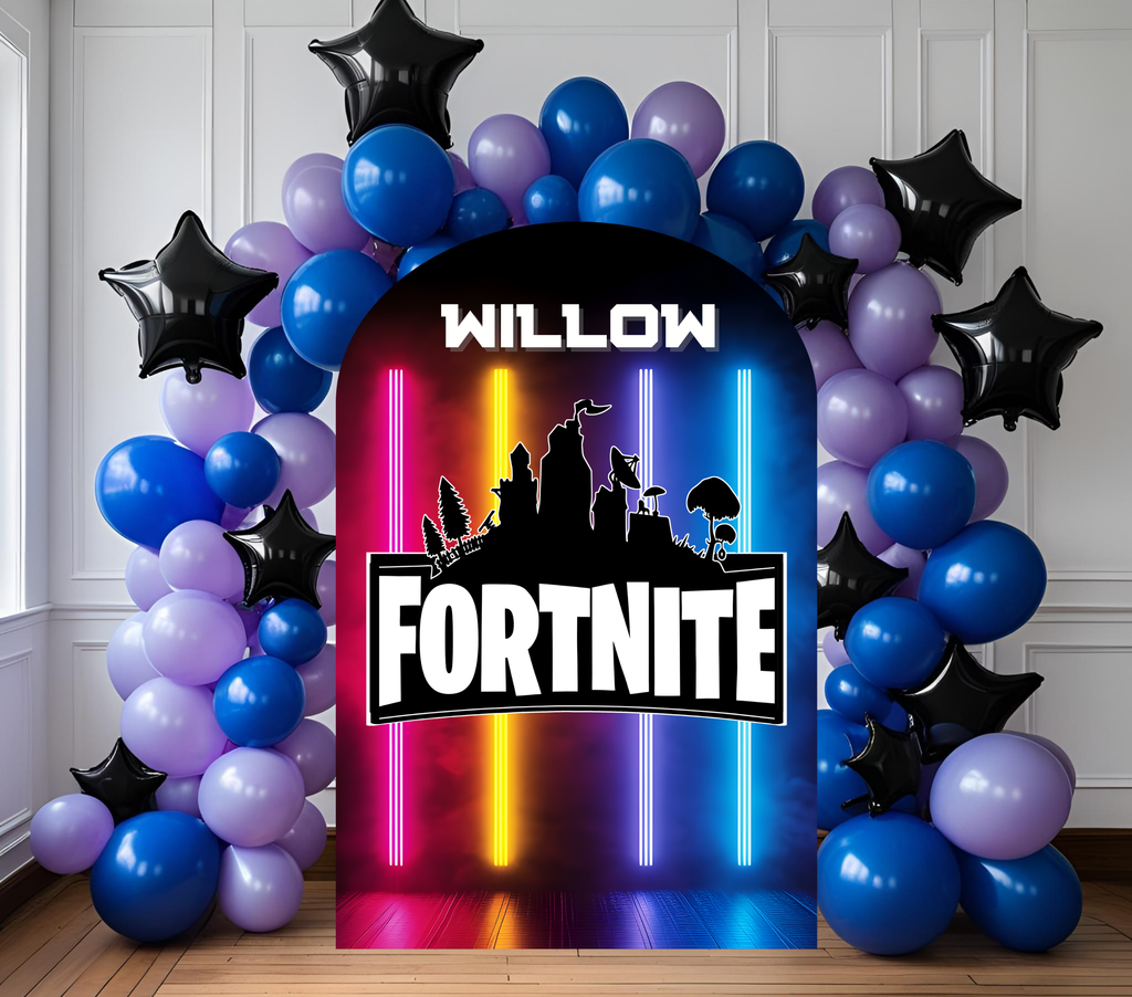 Personalized Battle Game Birthday Backdrop & Cutouts | Gamer Party Decorations