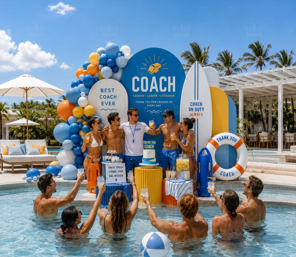 Luxury Summer Party Decorations | Poolside Birthday Backdrop Set for Adults | Tropical Beach Celebration Decor