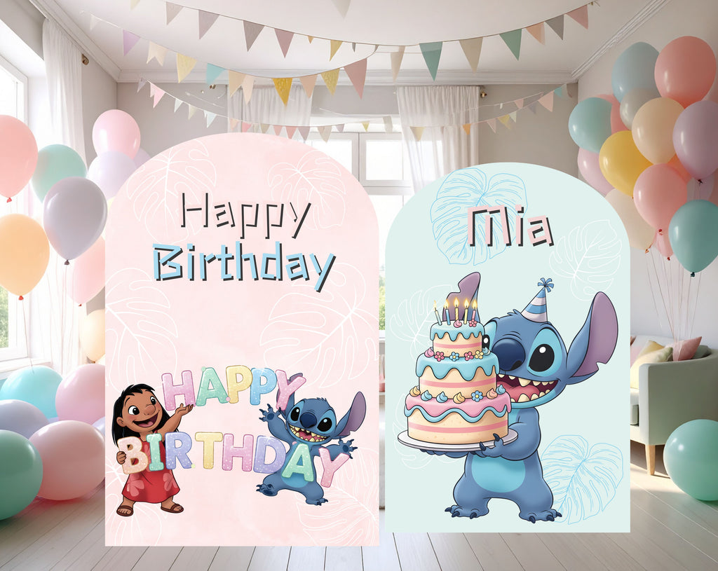 Custom Blue Alien Birthday Backdrop & Cutouts | Personalized Kawaii Party Decorations