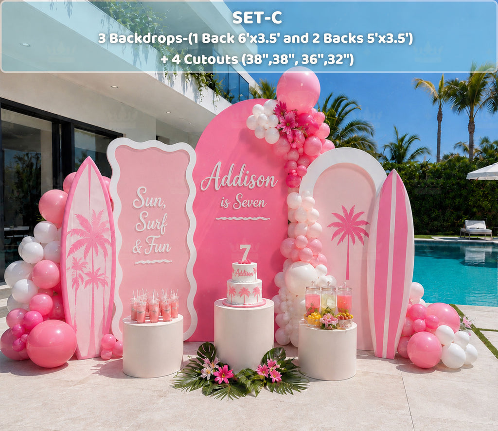 Barbie Summer Party Decorations | Personalized Pool Party Backdrop Set | Tropical Birthday Decor