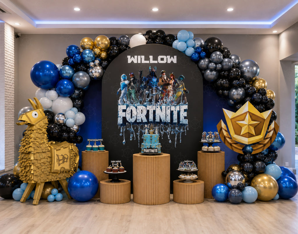 Personalized Battle Game Birthday Backdrop & Cutouts | Gamer Party Decorations