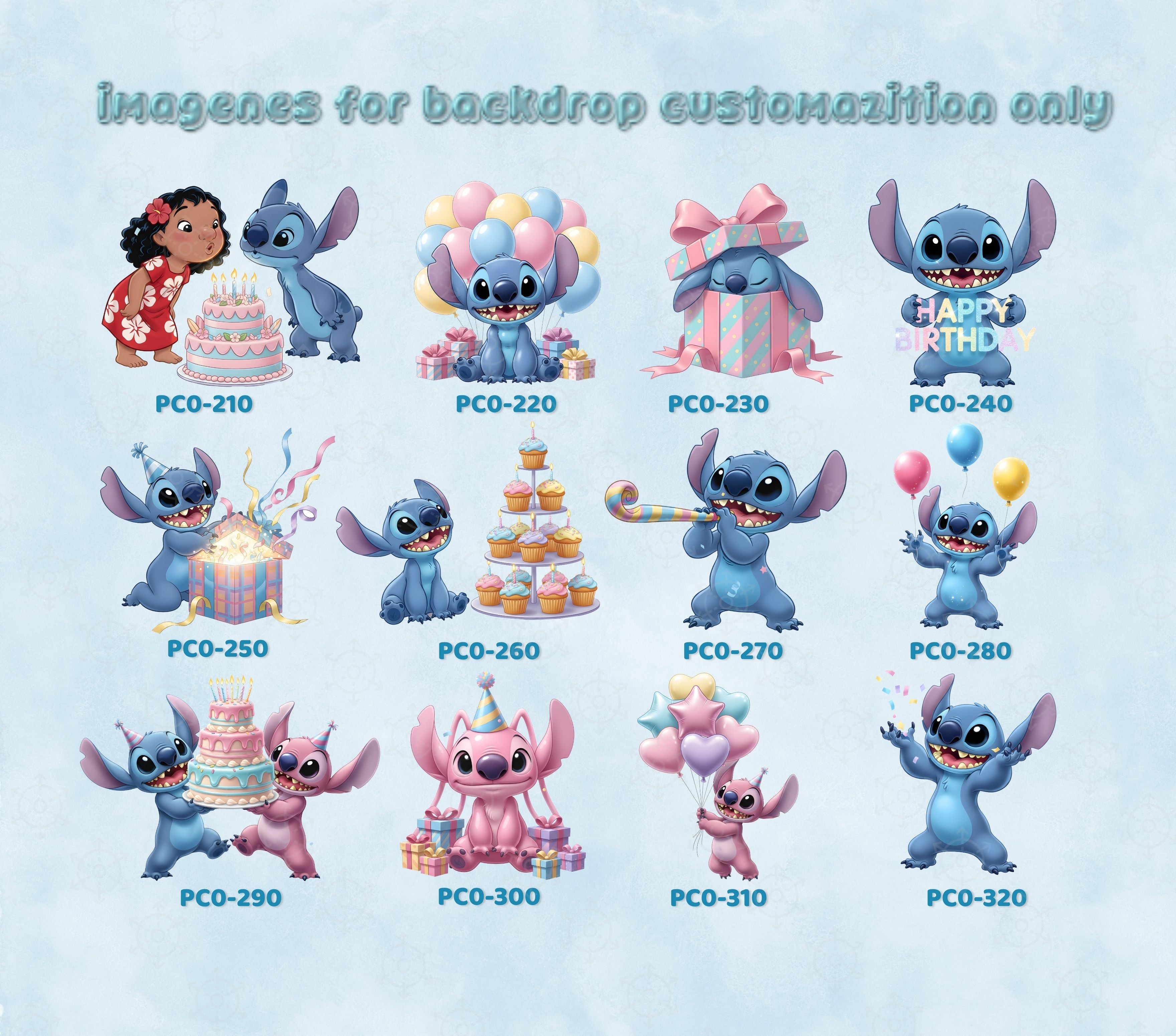 Custom Blue Alien Birthday Backdrop & Cutouts | Personalized Kawaii Party Decorations
