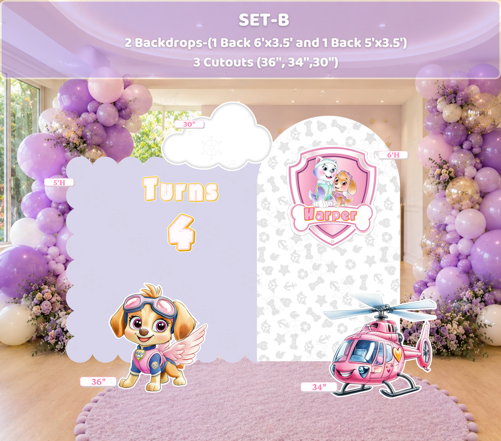 Character Puppy Patrol Cutouts and Backdrops Pink Party Decor
