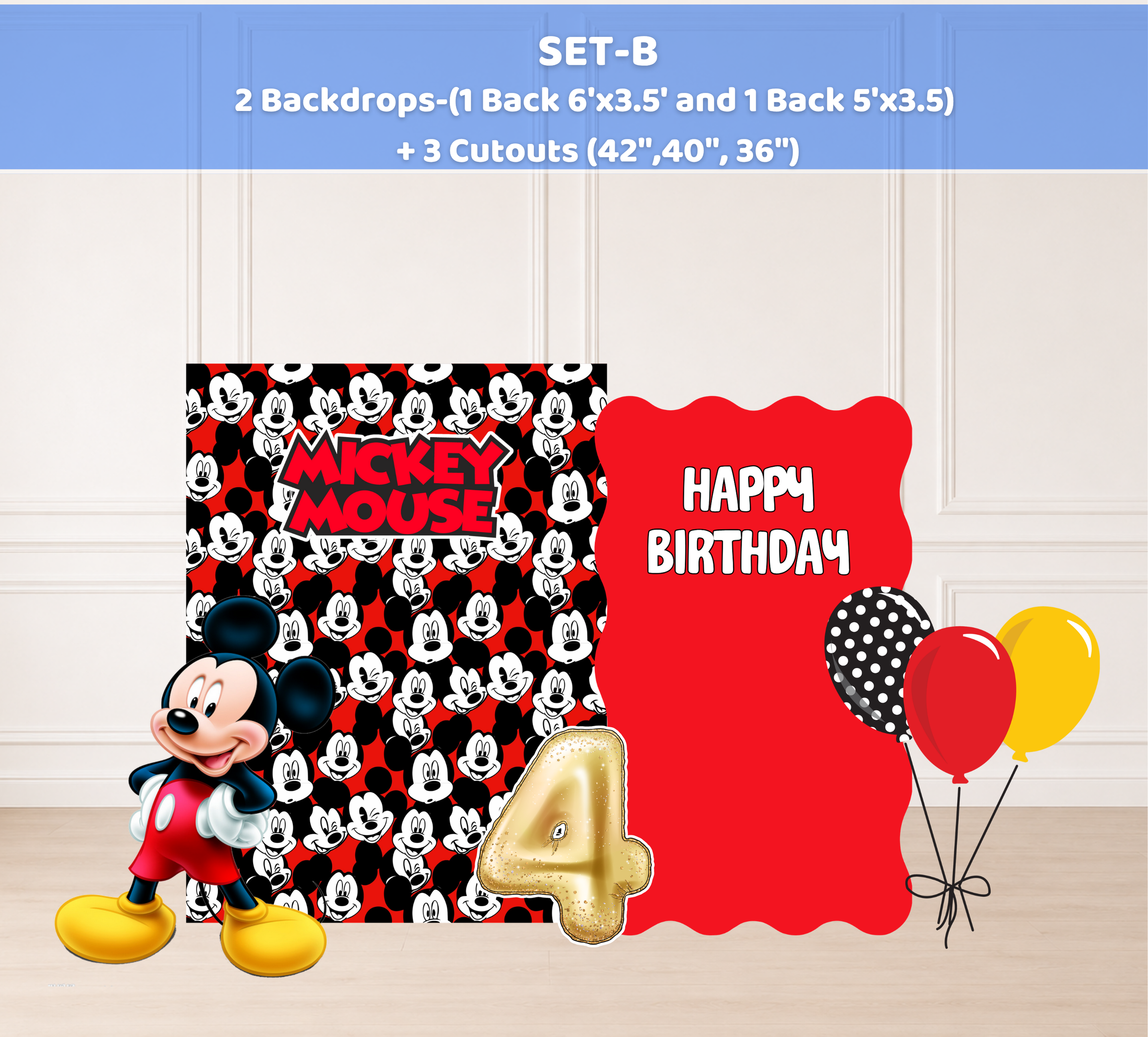 Classic Mouse Birthday Backdrop & Cutouts | Personalized Red Black Party Photo Booth Decor  21 tags para alcance, visualizaciones y compras: