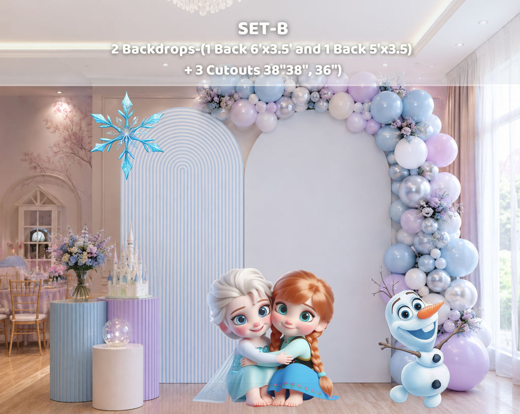 Baby Ice Princess Birthday Backdrop & Cutouts | Cute Winter Princess Party Decorations