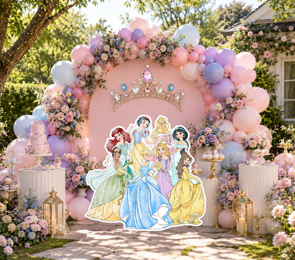 Custom Princess Birthday Party Backdrop & Yard Sign Set