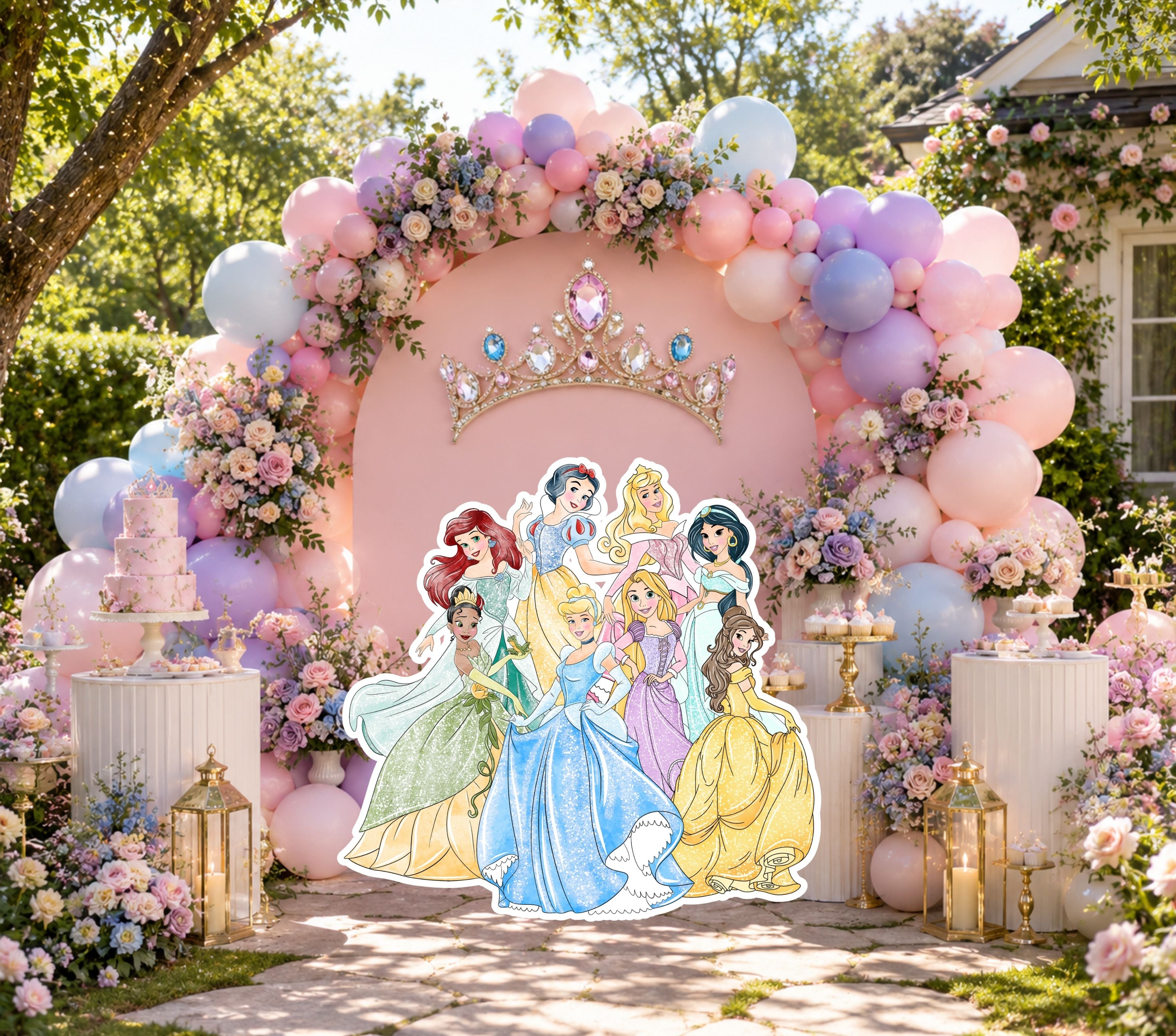 Custom Princess Birthday Party Backdrop & Yard Sign Set
