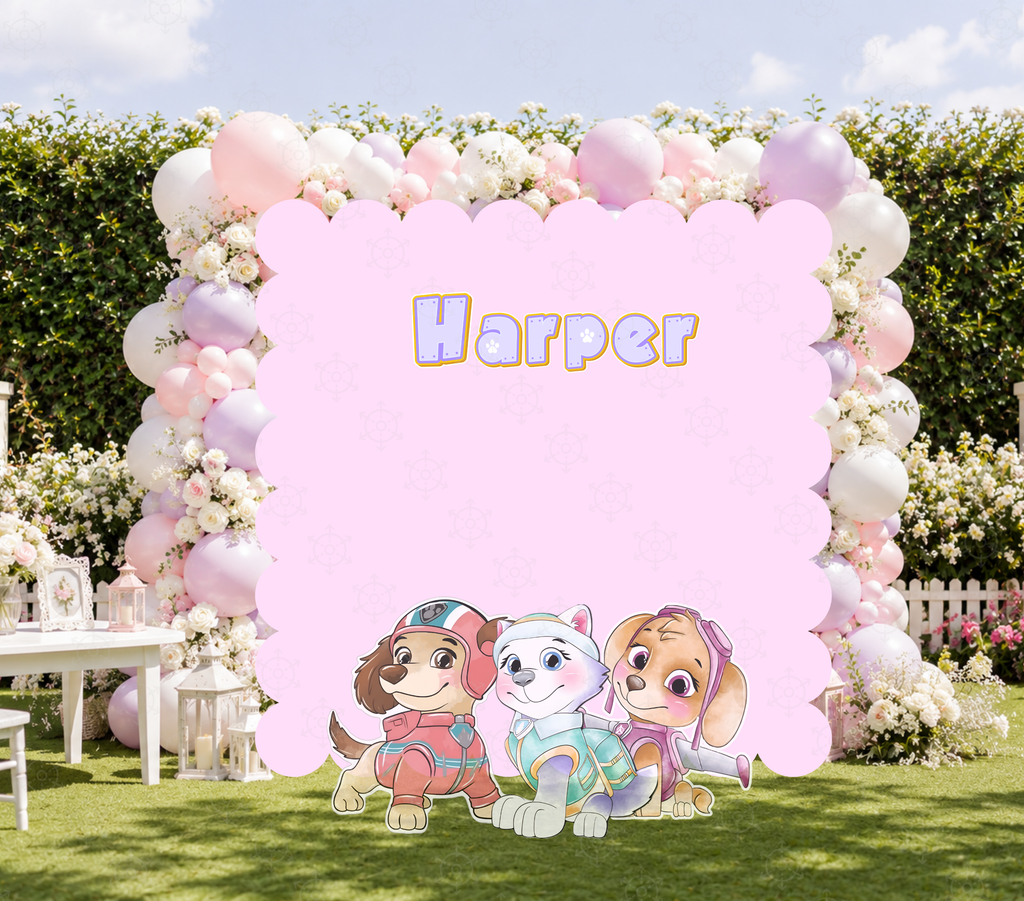 Character Puppy Patrol Cutouts and Backdrops Pink Party Decor